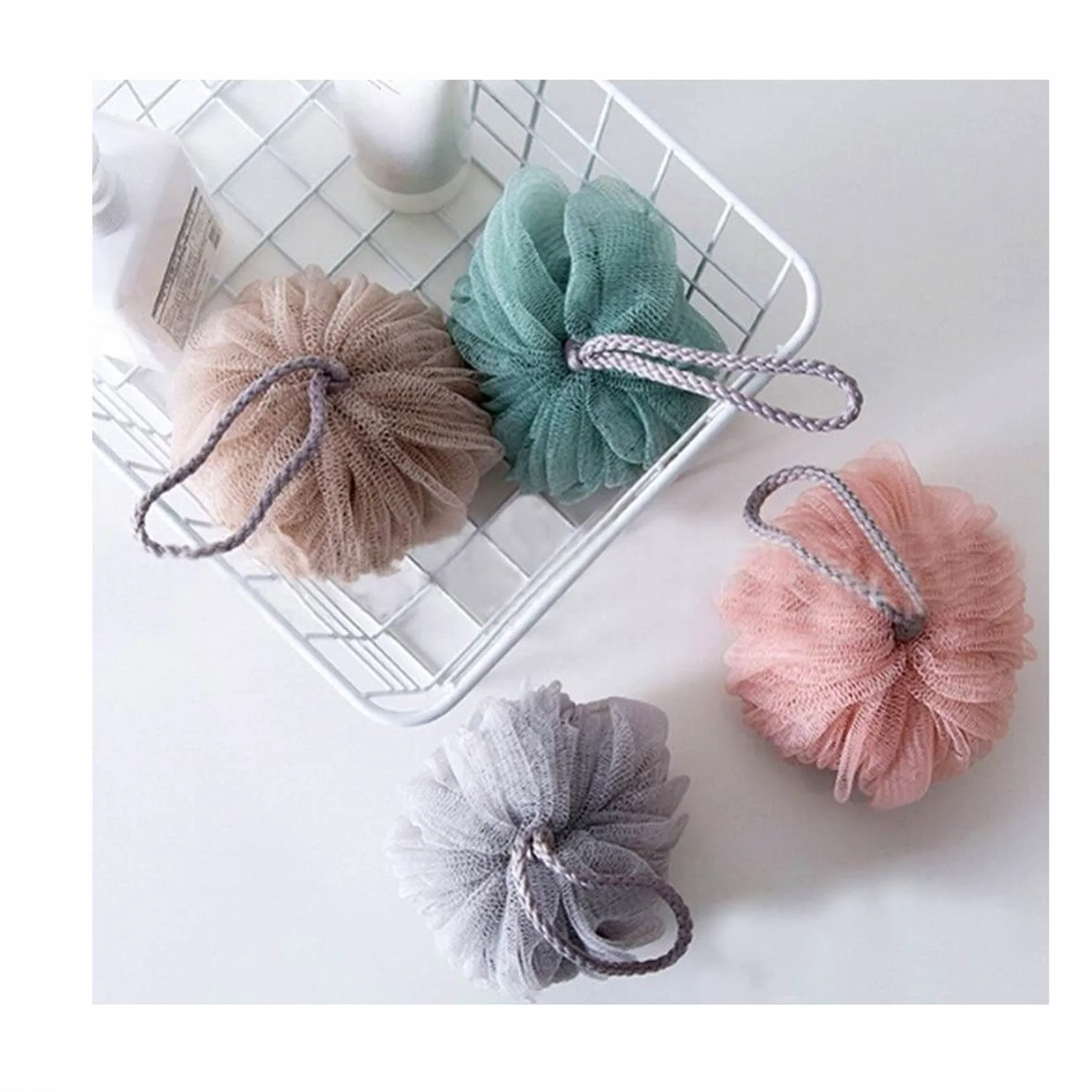 Gąbka pod prysznic 4 szt. Kulka do kąpieli Body Exfoliate Puff do kąpieli Gąbka pod prysznic z haczykiem do ciała Wisp Dry Bath l