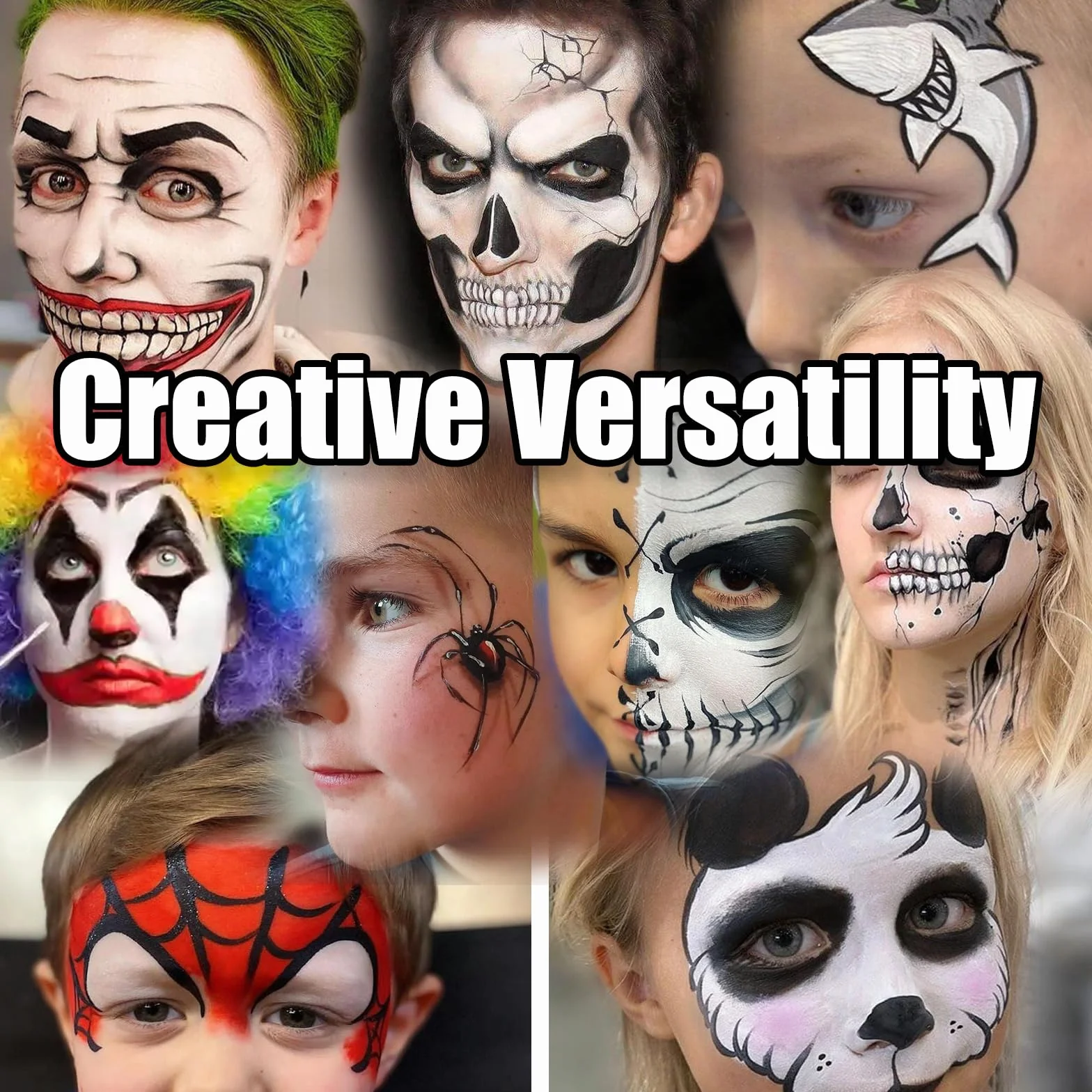 Farba do twarzy i bodypaint – klasyczny biały + czarny, 30 g, wysokiej jakości, profesjonalny, pojedynczy pojemnik na bazie wody, farba do twarzy i ciała dla dorosłych, na karnawał