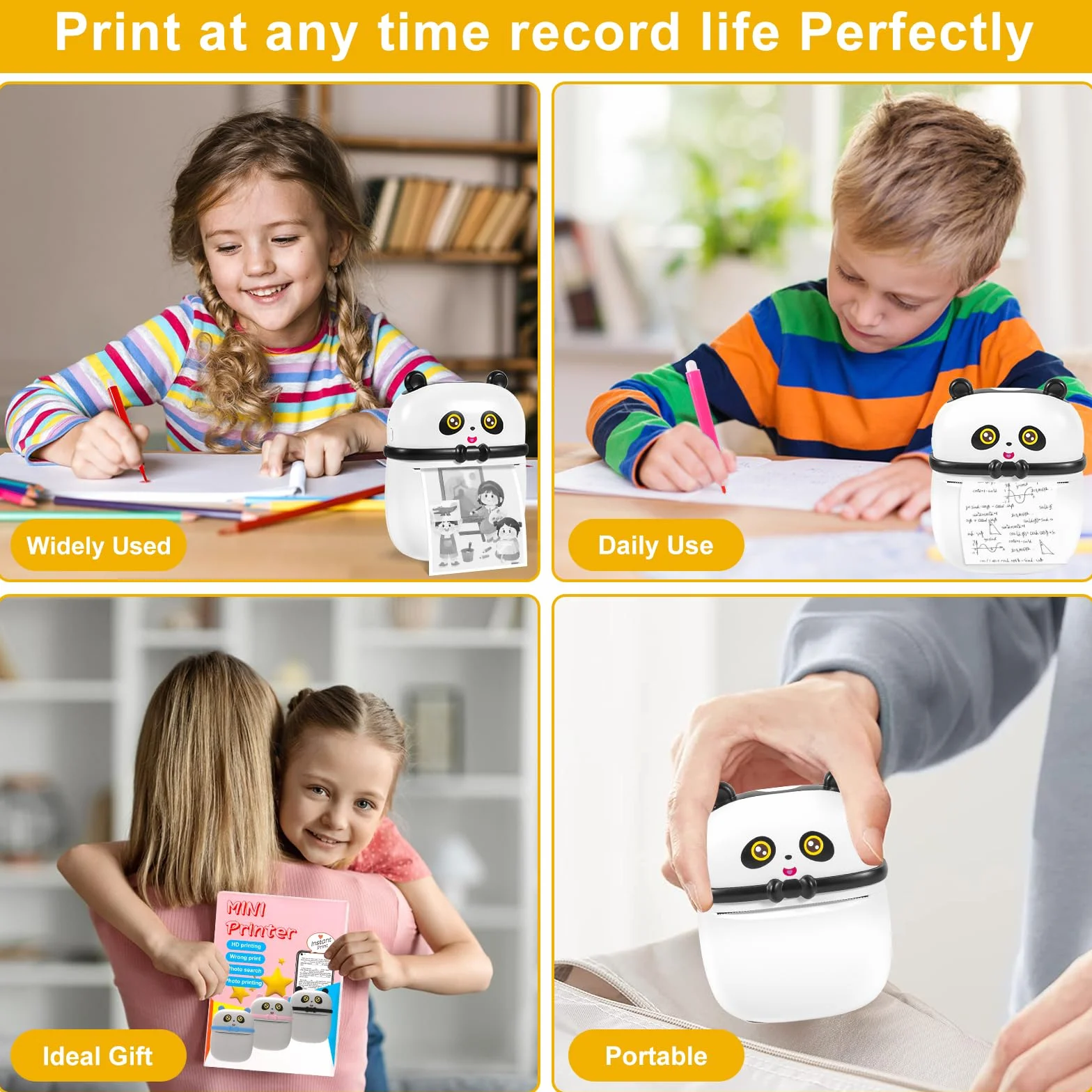 Mini drukarka, mobilna drukarka fotograficzna, przenośna mini drukarka fotograficzna, bezprzewodowa drukarka fotograficzna, drukarka Bluetooth, pomoc w nauce, notatki, dziennik, notatki