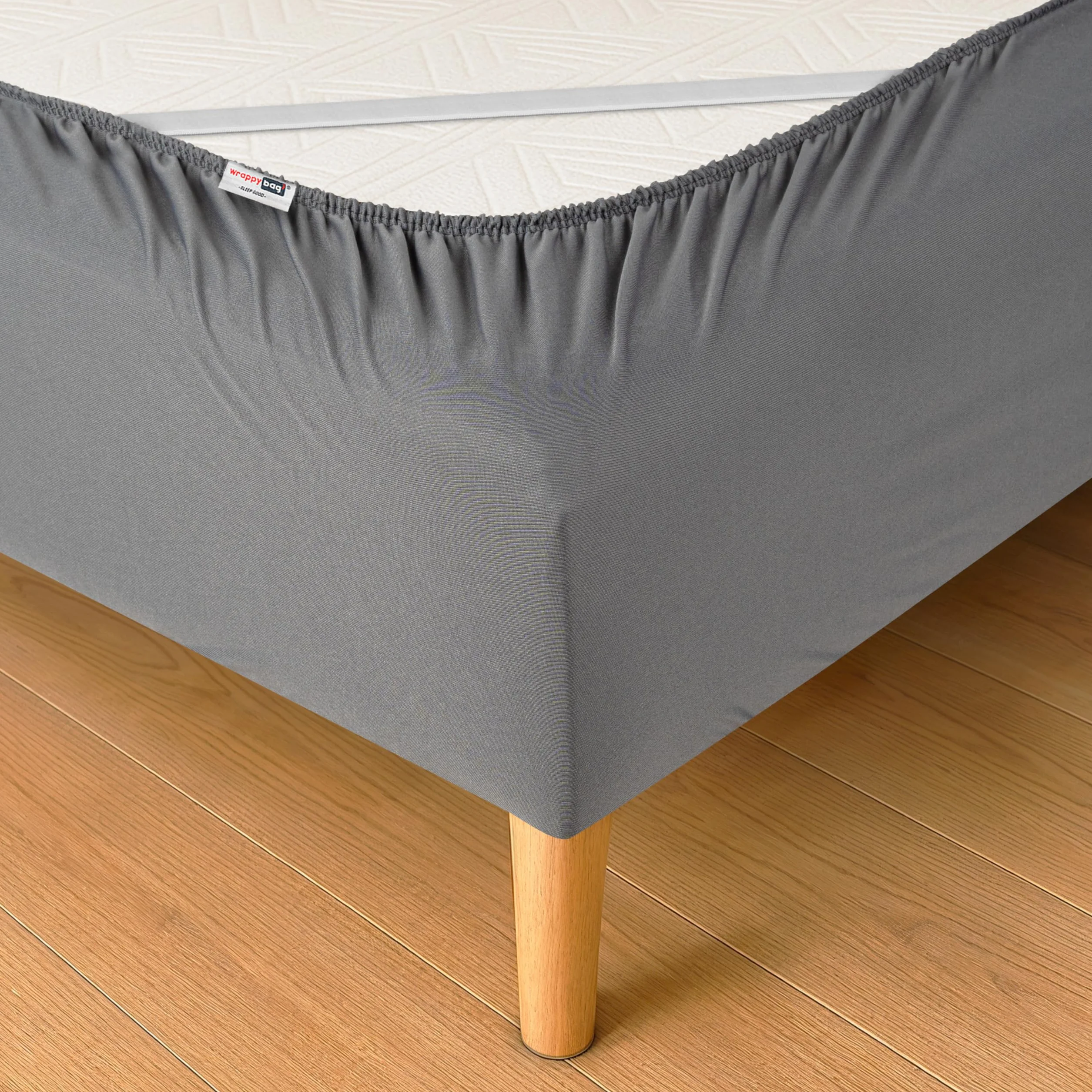 Wrappybag Osłona na Materac 90 x 190 cm Elastyczne Gumki Pokrowiec na Łóżko Szary