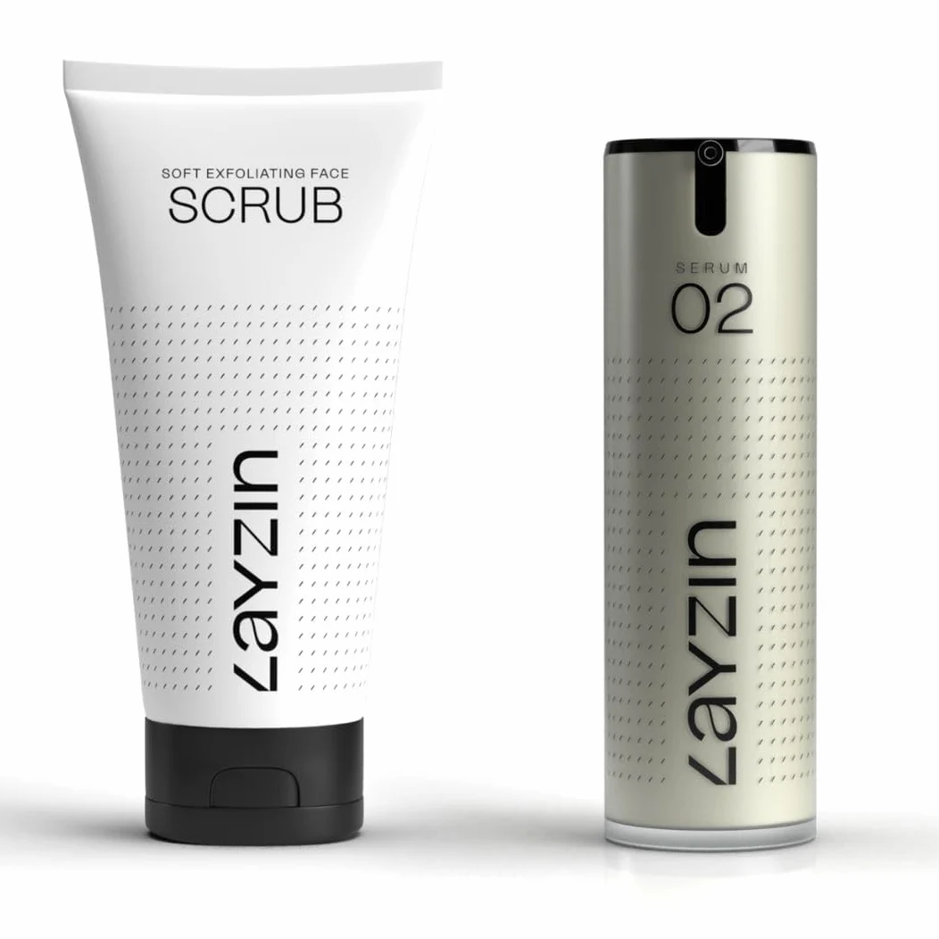 Bright Skin Set Vantaggio z Delikatnym Peelingiem do Twarzy i Sérum 02 z Retinoidem & Witaminą C – Poprawa struktury skóry i promienna cera dla skóry matowej i dojrzałej – 2 Produkty – Unisex
