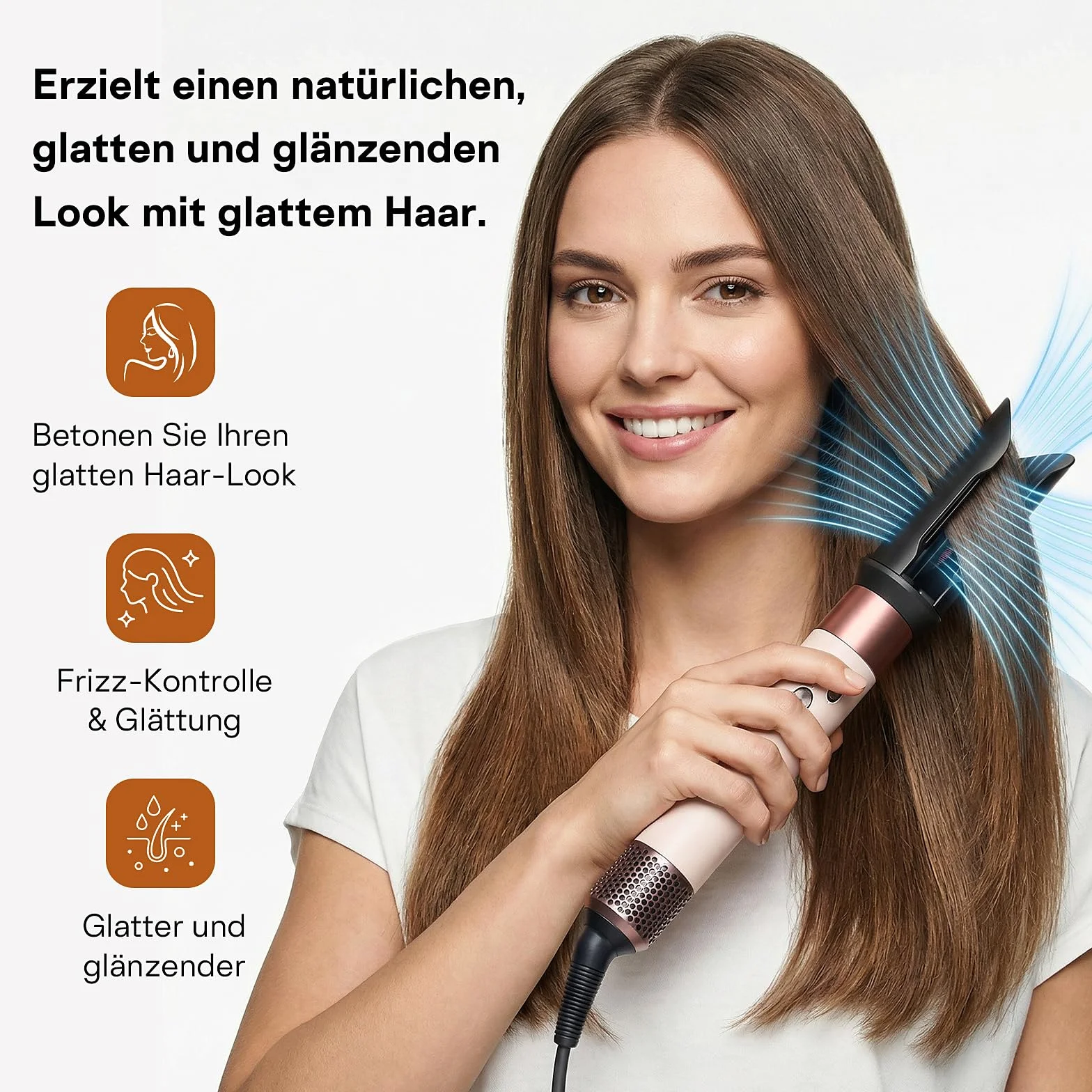 Dysza wygładzająca nasadka do Dyson Airwrap, wygładza wilgotne, kręcone włosy dla uzyskania gładkiego, błyszczącego efektu i przy tym redukuje puszenie się. Kompatybilny z modelami HS01, HS05 i HS08