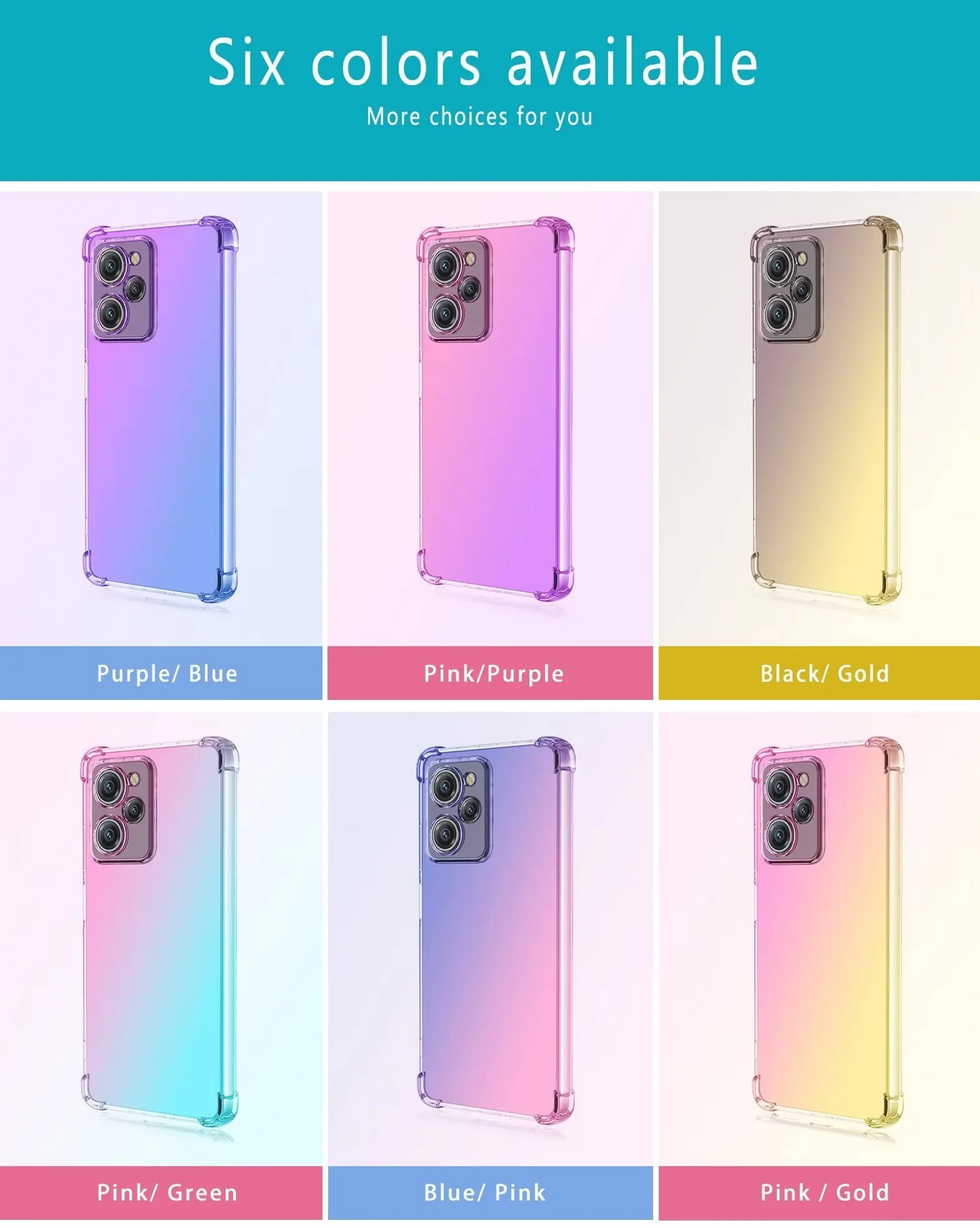 HONLEN Pokrowiec zaprojektowany dla Poco X5 Pro 5G, 16,9 cm Gradient przezroczysty silikon TPU cztery rogi wzmocnienie etui ochronne przed upadkiem czarne złoto