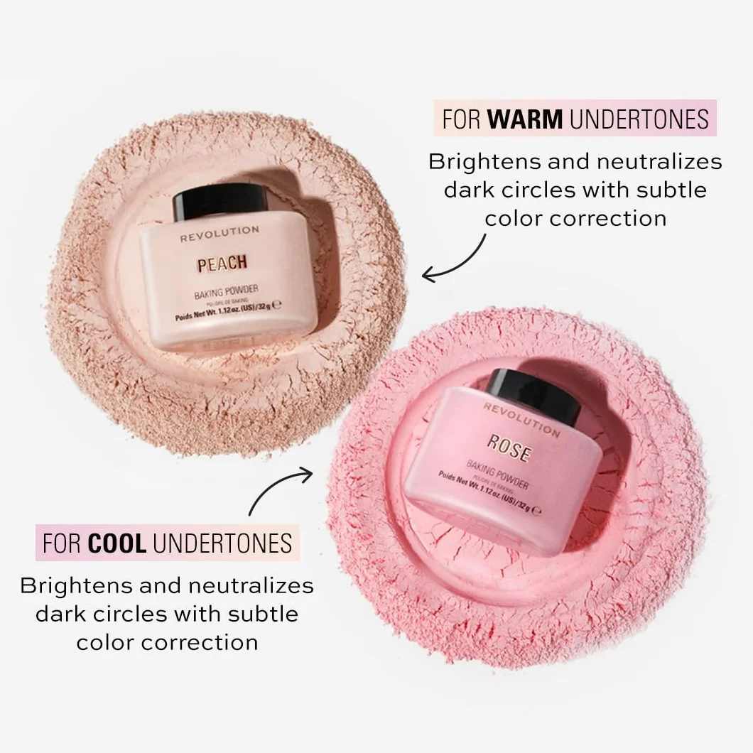 Revolution Beauty Luźny utrwalający puder rozjaśniający, przedłużający okres trwałości makijażu dla wszystkich odcieni skóry, różowy, 32 g