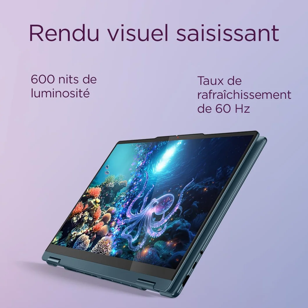 Lenovo Yoga 7 2-in-1 14AKP10 - OLED 2 w 1 laptop AI 2 w 1 (AMD Ryzen AI 5 340, 16 GB RAM, SSD 512 GB, AMD Radeon 840M Graphics, Windows 11 Home) AZERTY podświetlana klawiatura - Tidal Teal