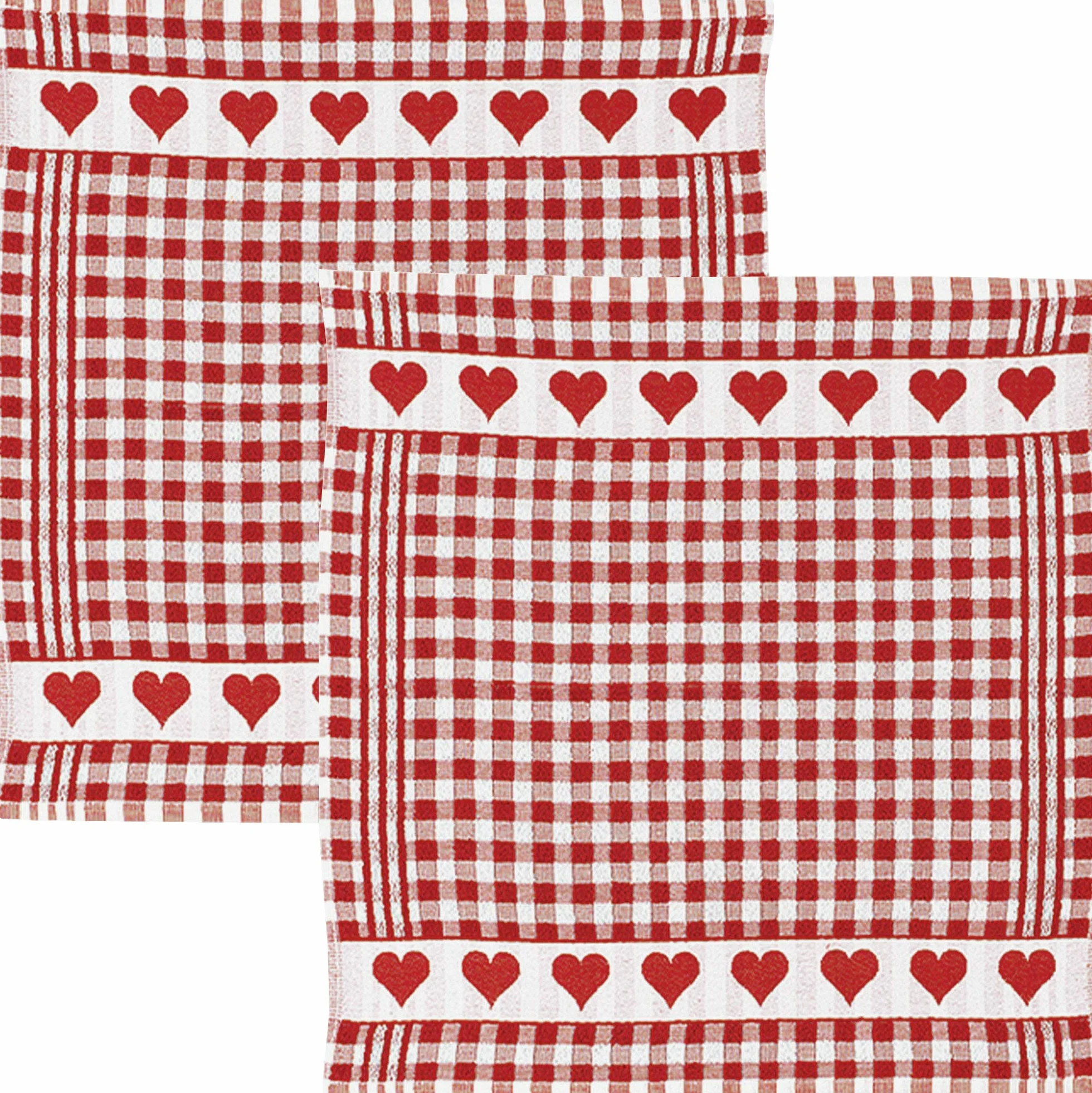 Ściereczka do naczyń frotte bawełna 50x50 cm czerwona karo/serce 2 szt.