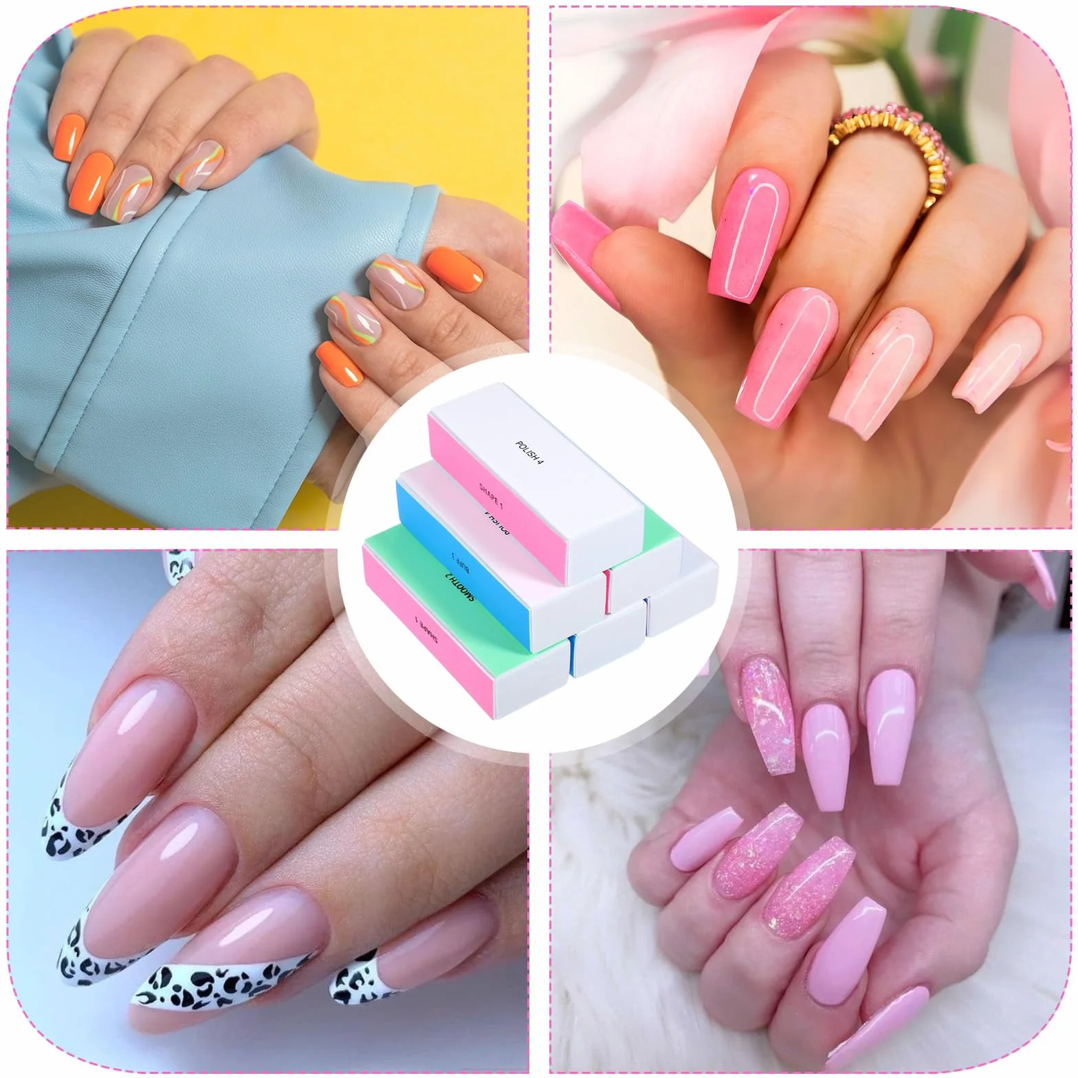 6 sztuk bloków do polerowania paznokci, blok bufora do paznokci, blok polerski do paznokci, pilnik do paznokci, bloki szlifujące, bloki polerskie, narzędzie do manicure do kształtowania