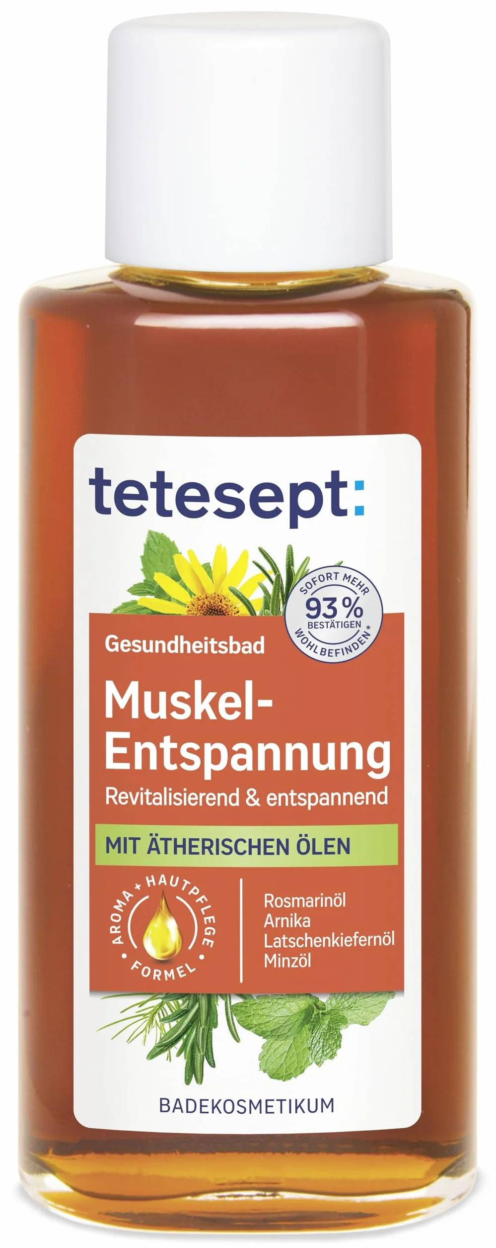 tetesept Kąpiel relaksacyjna dla mięśni – 1 x 125 ml – kąpiel zdrowotna z olejkami eterycznymi – relaksujący dodatek do kąpieli po wysiłku fizycznym