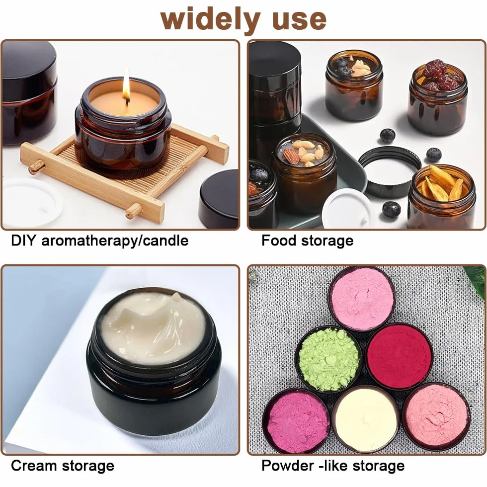 Bursztynowe szklane słoiki na krem 50 ml 6 sztuk odporne na UV