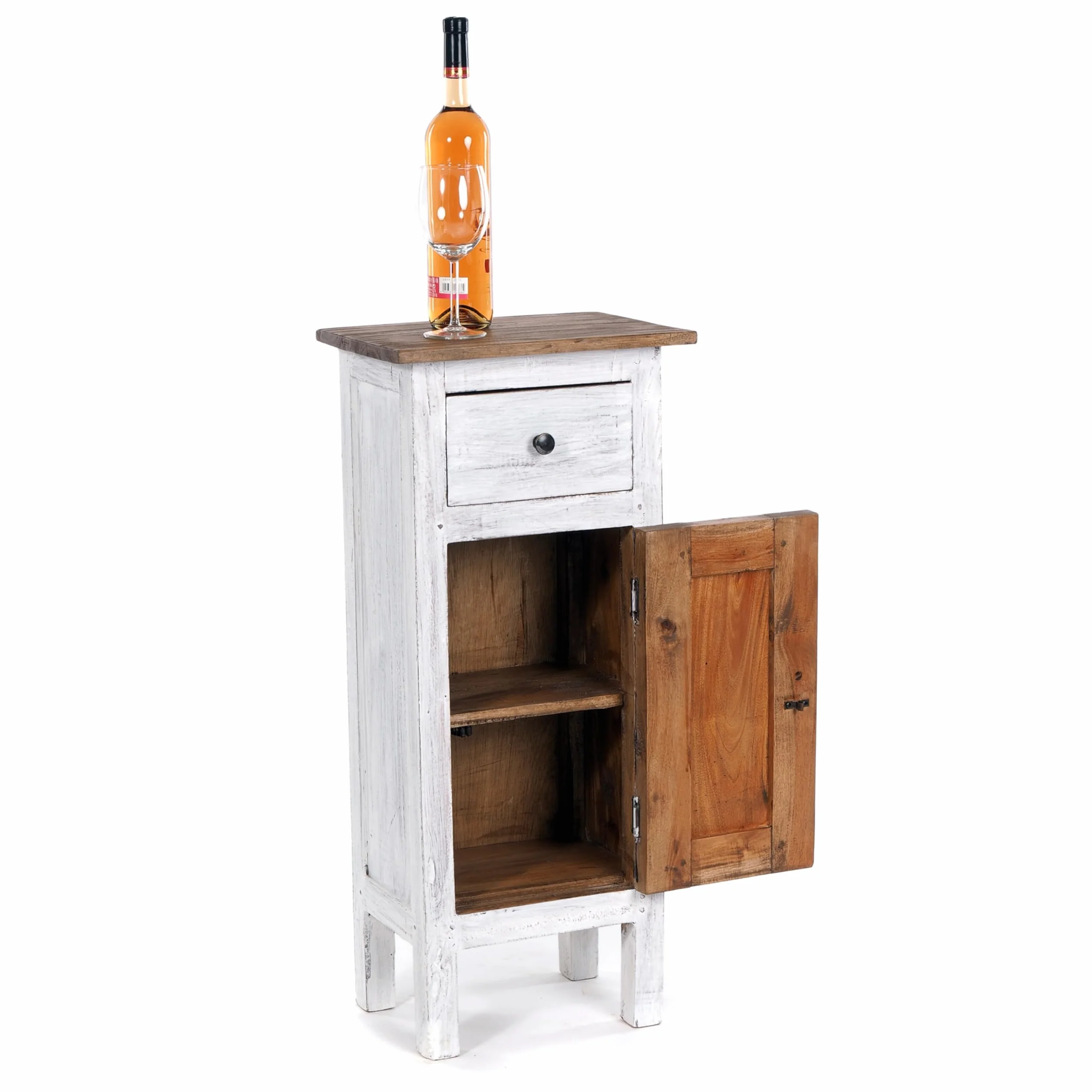 Flurschrank Plant 80 80x36x25 cm mahagoni z recyklingu szafka przedsionkowa shabby chic kolor 05 biały-naturalny