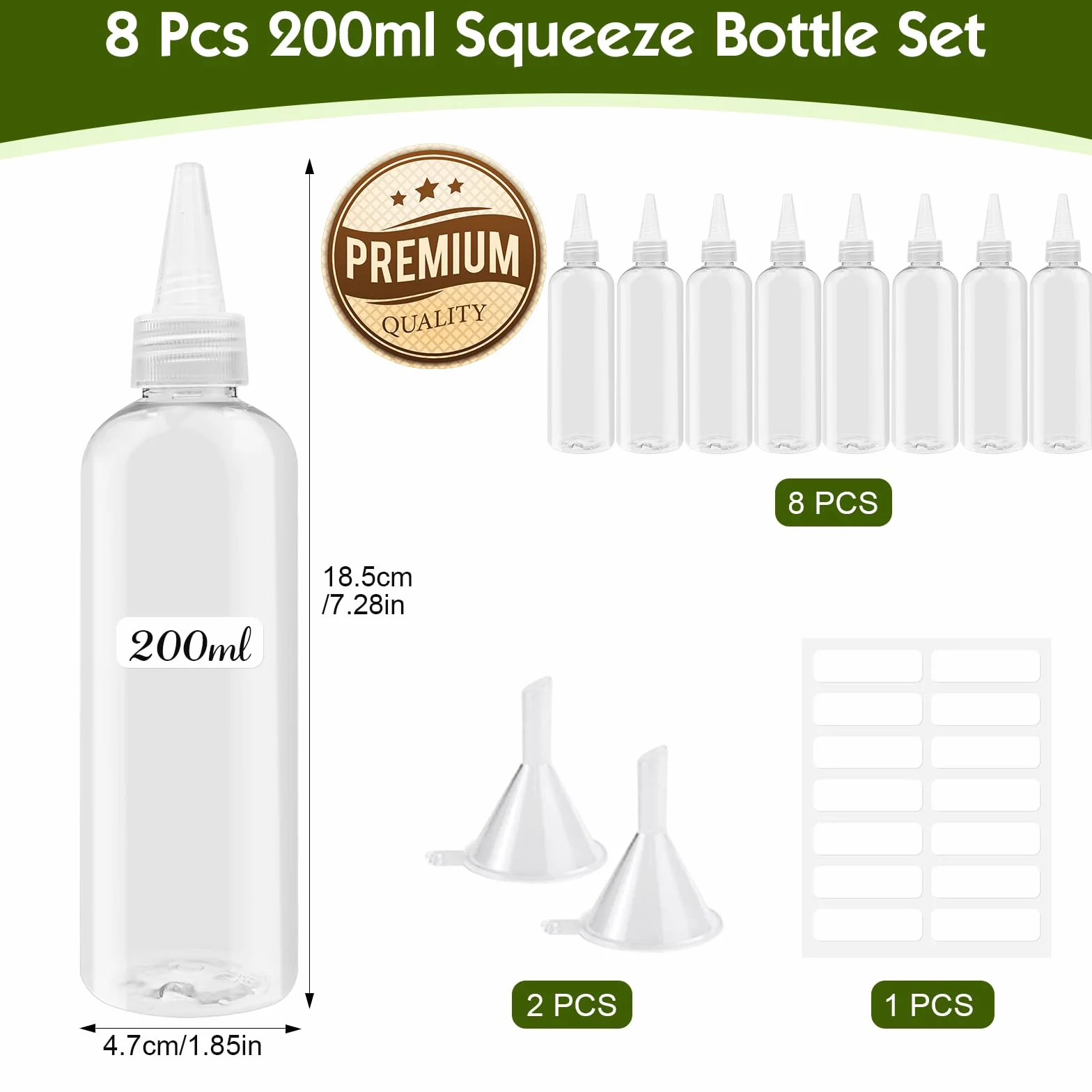 Plastikowa butelka z sosem 200ml 8 sztuk z naklejką na etykietę do keczupu, grill, sosy