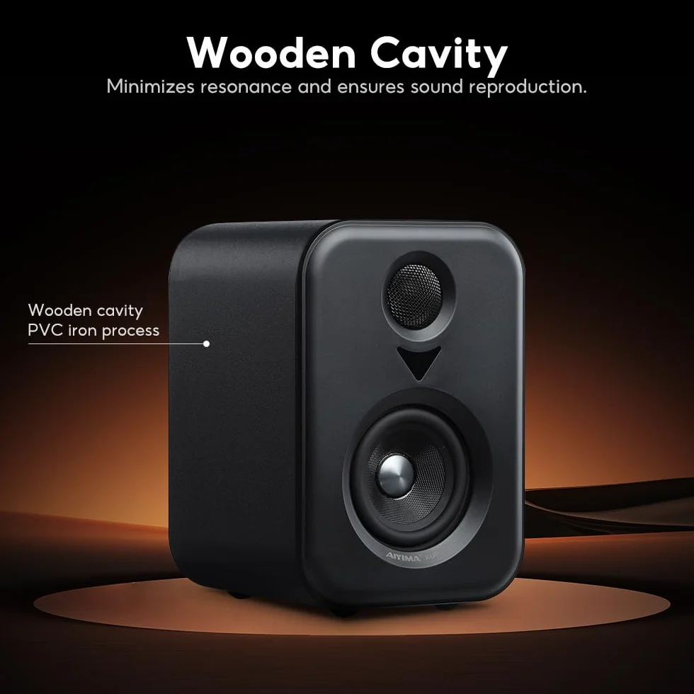AIYIMA S400 Ulepszony aktywny głośnik regałowy 2.1, 3" (7,6 cm) 80 W HiFi Stereo aktywne głośniki, Bluetooth 5.3, optyczny, USB, RCA, sub-out, głośnik Bluetooth do komputera i kina domowego