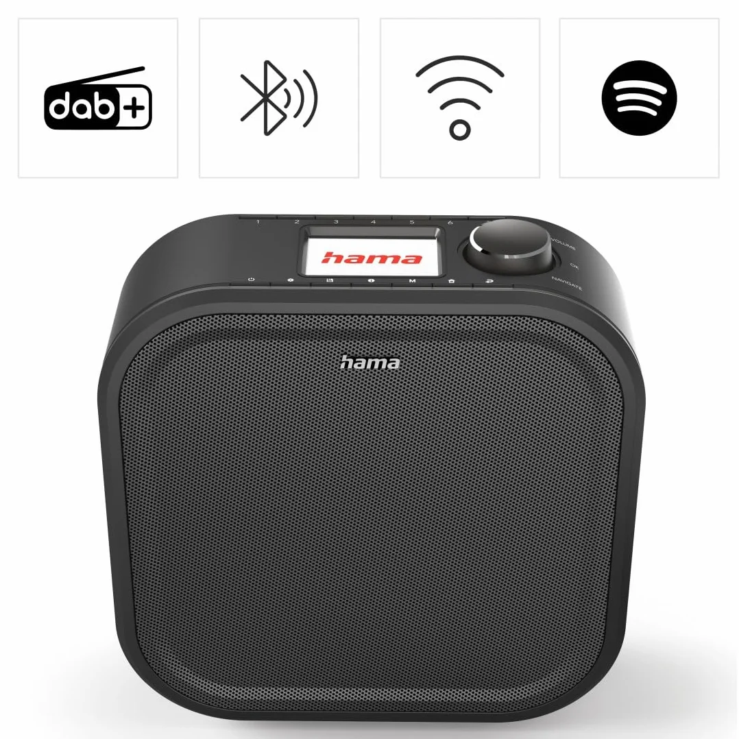 Hama Radio internetowe Hama DIR355BT DAB/DAB+, Bluetooth i Spotify (radio kuchenne FM, z wejściem AUX, z funkcją budzika i wyświetlaczem, radio podszafkowe z płytą montażową bez wiercenia), czarne