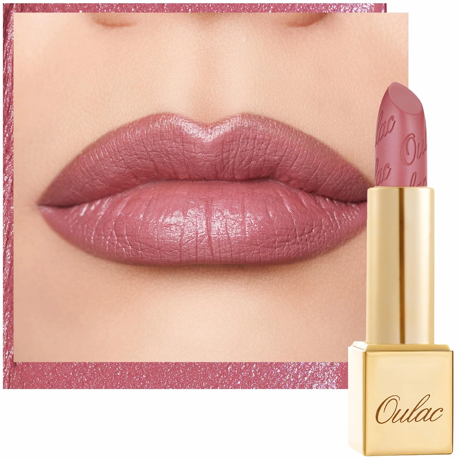 OULAC Pomadka do ust metaliczna różowa długotrwała brokat 4,3 g Mauve Babe GM04