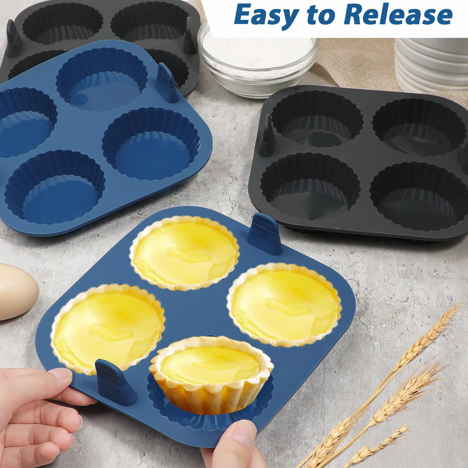 Webake Silikonowe Mini Foremki do Frytkownicy Powietrznej 7,6 cm, 4 szt., Forma do Quiche