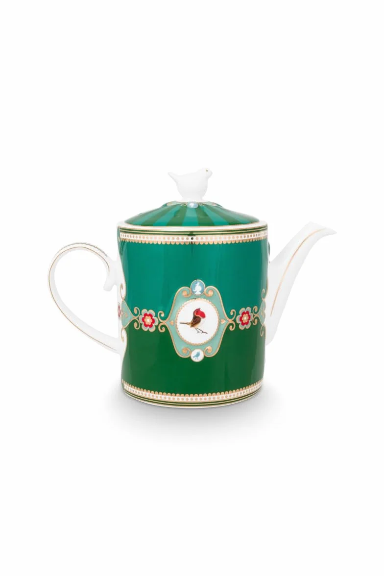 Pip Studio Love Birds Medallion dzbanek do herbaty 1,3 l zielony