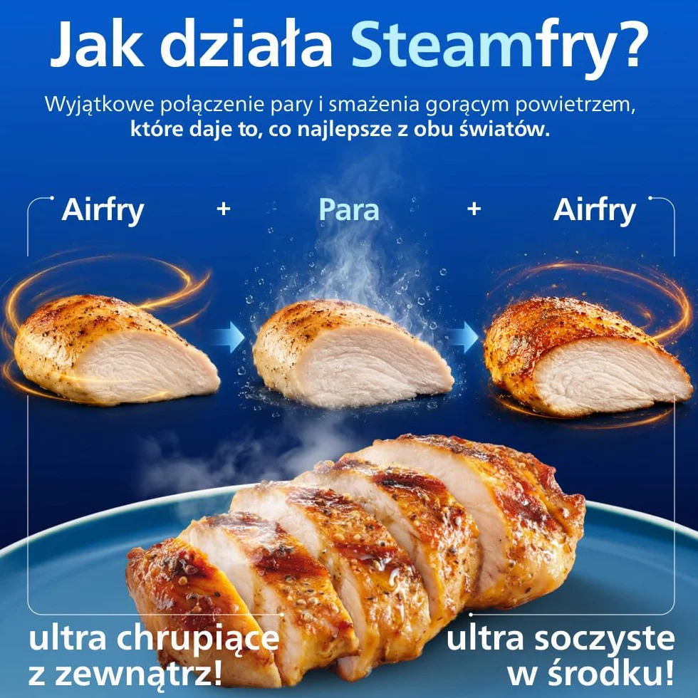 Philips Airfryer Ovi serii 5000 Megabasket Steamfry 9,5 l RapidAir czyszczenie parą NA565/00