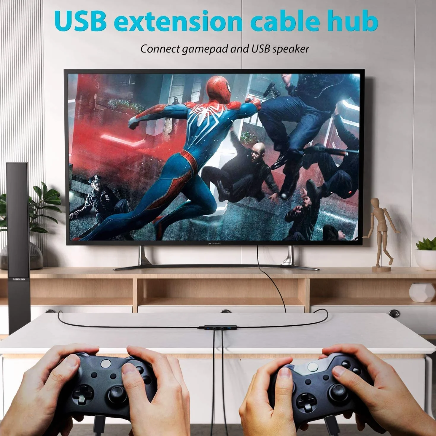 Aceele USB 3.0 Hub 4 Porty Wieloportowy hub USB 5Gb/s z Kablem 120cm Koncentrator USB 3.0 z 4 Portami do PS4, Xbox 360, MacBook, Pro/Mini, iMac, Dell XPS, Surface Pro 6/5, Chromebook itp