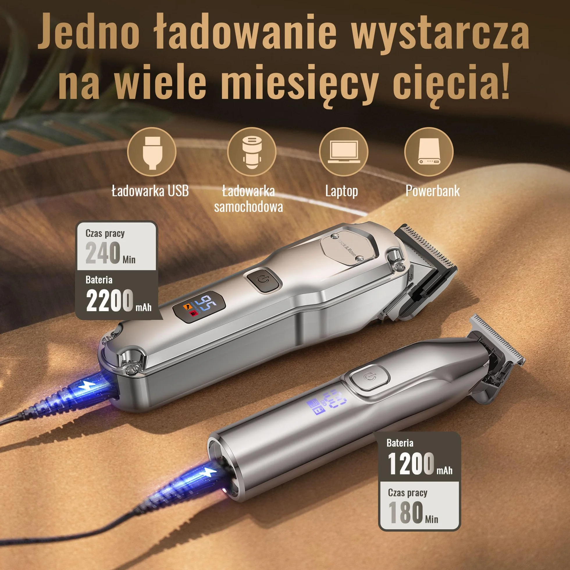 Profesjonalna maszynka do włos dla mężczyzn i T-blade, trymer do brody, elektryczna maszynka do włosów, zestaw do pielęgnacji IPX7 wodoodporny akumulator