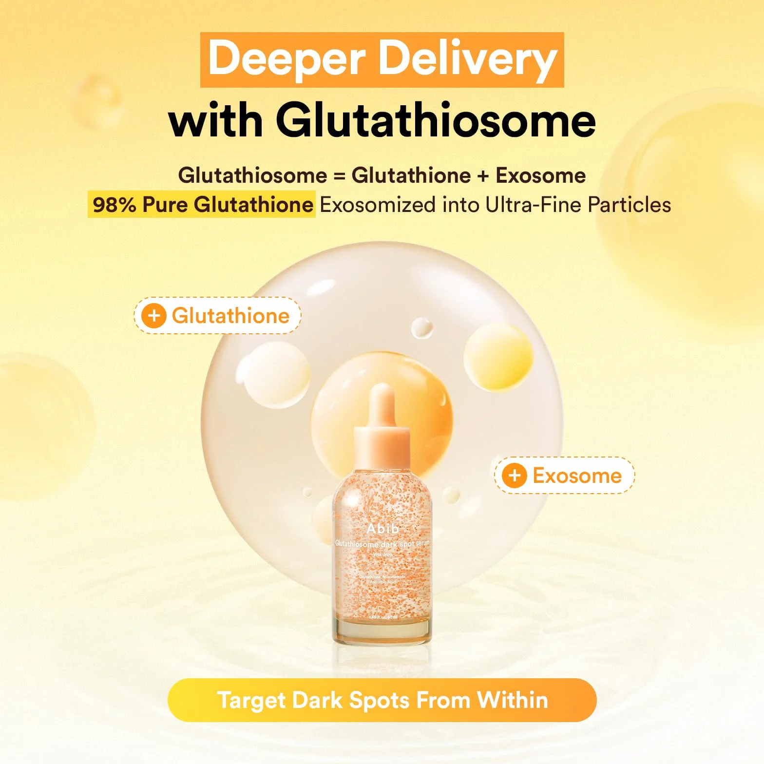 Abib Glutathiosom Dark Spot Serum Vita drop 50ml. | Koreańska skóra skóry, ciemne miejsce, leczenie przebarwień | Serum świecące dla wrażliwej skóry, niacynamid, Viatmin C