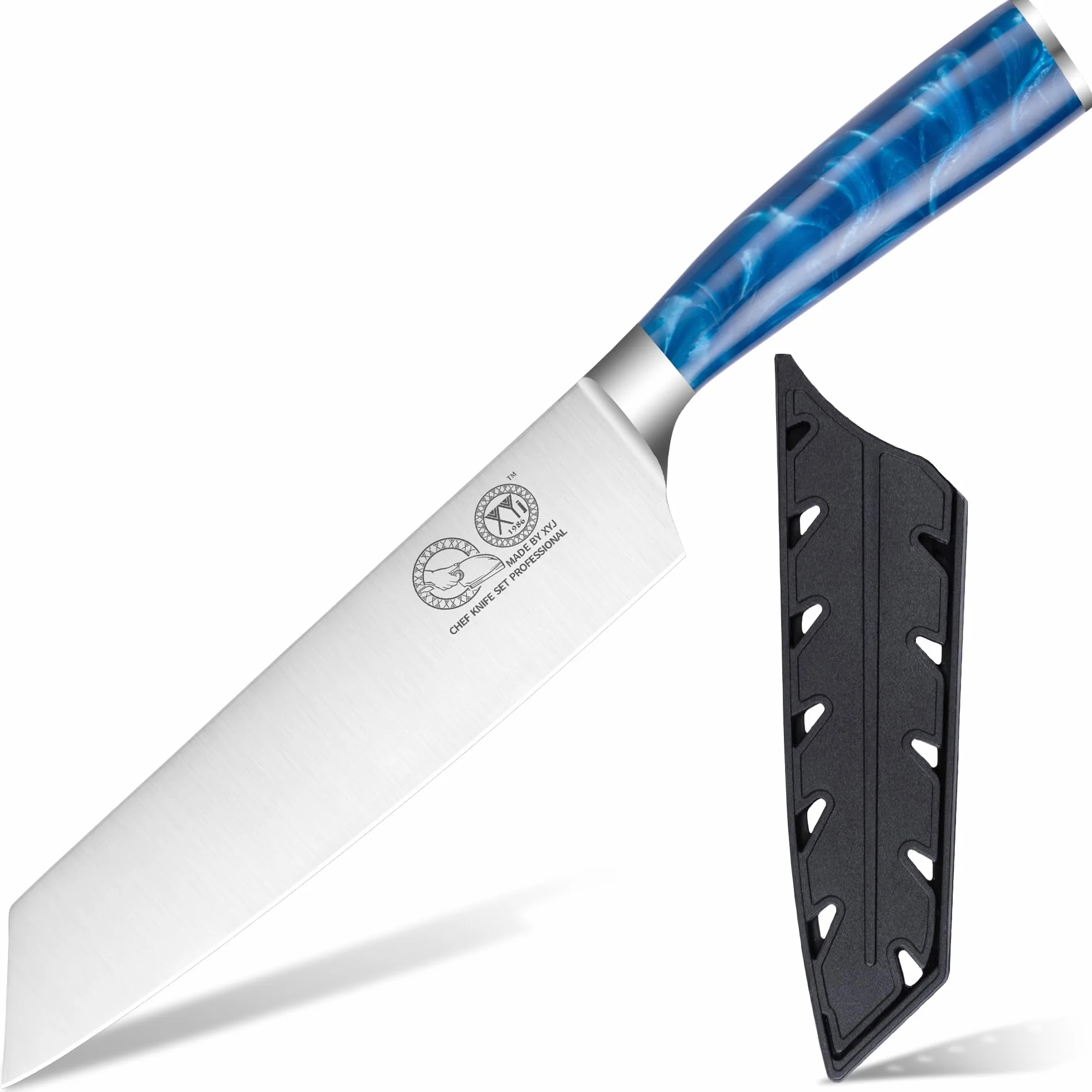 Gyuto Professional Chef Knife 7.5 Inch Stainless Steel Japanese Cooking Knife with Cover Resin Handle