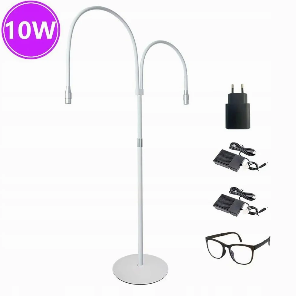 Podwójna lampa UV LED biała z okularami | Podwójna lampa UV LED, kolor biały, okulary ochronne w zestawie