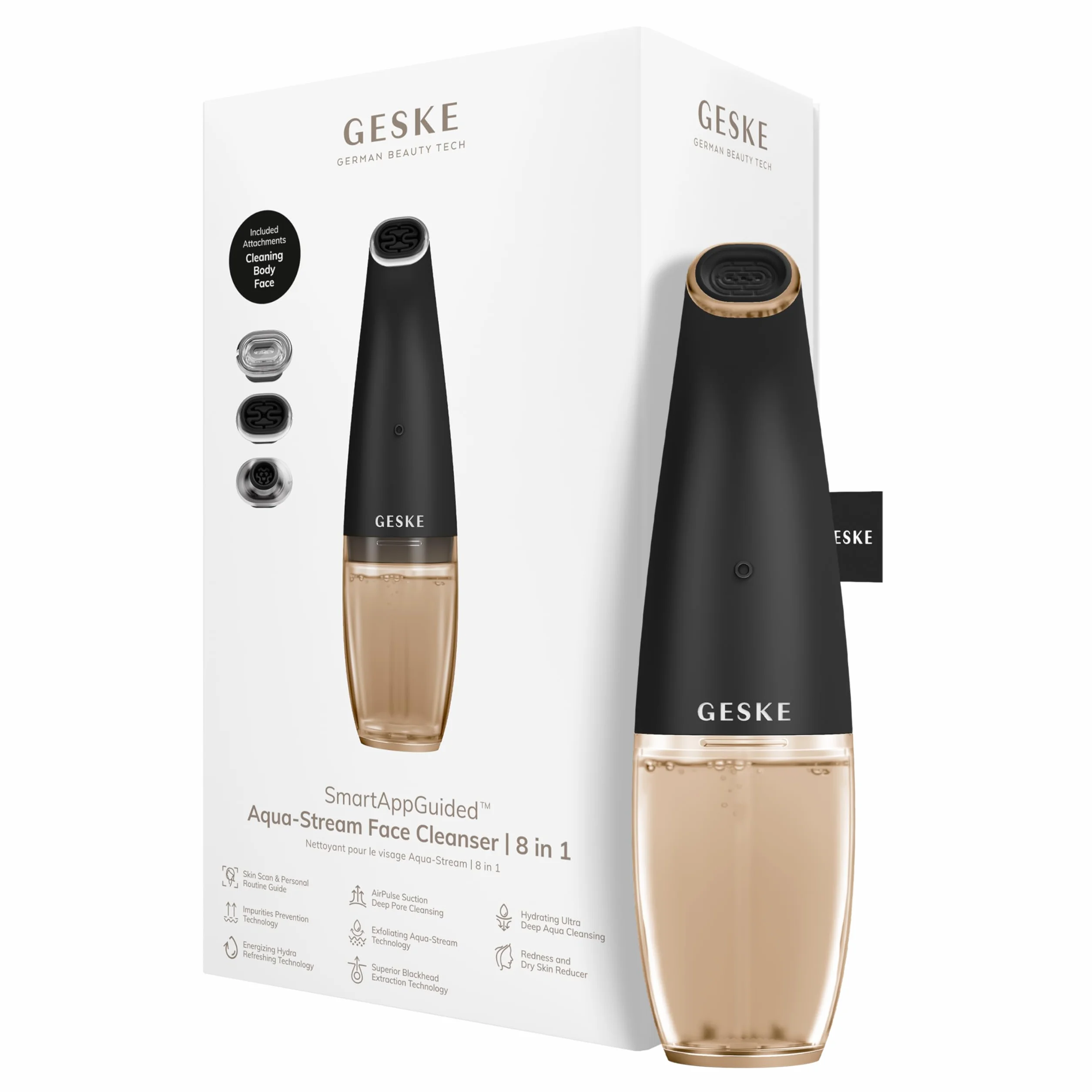 GESKE Aqua-Stream Face Cleanser | 8 in 1 | Głębokie oczyszczanie porów | Zapobieganie zanieczyszczeniom | Ekstrakcja zaskórników | Redukcja czerwonej i suchej skóry | Używaj z Aqua-Stream Solution