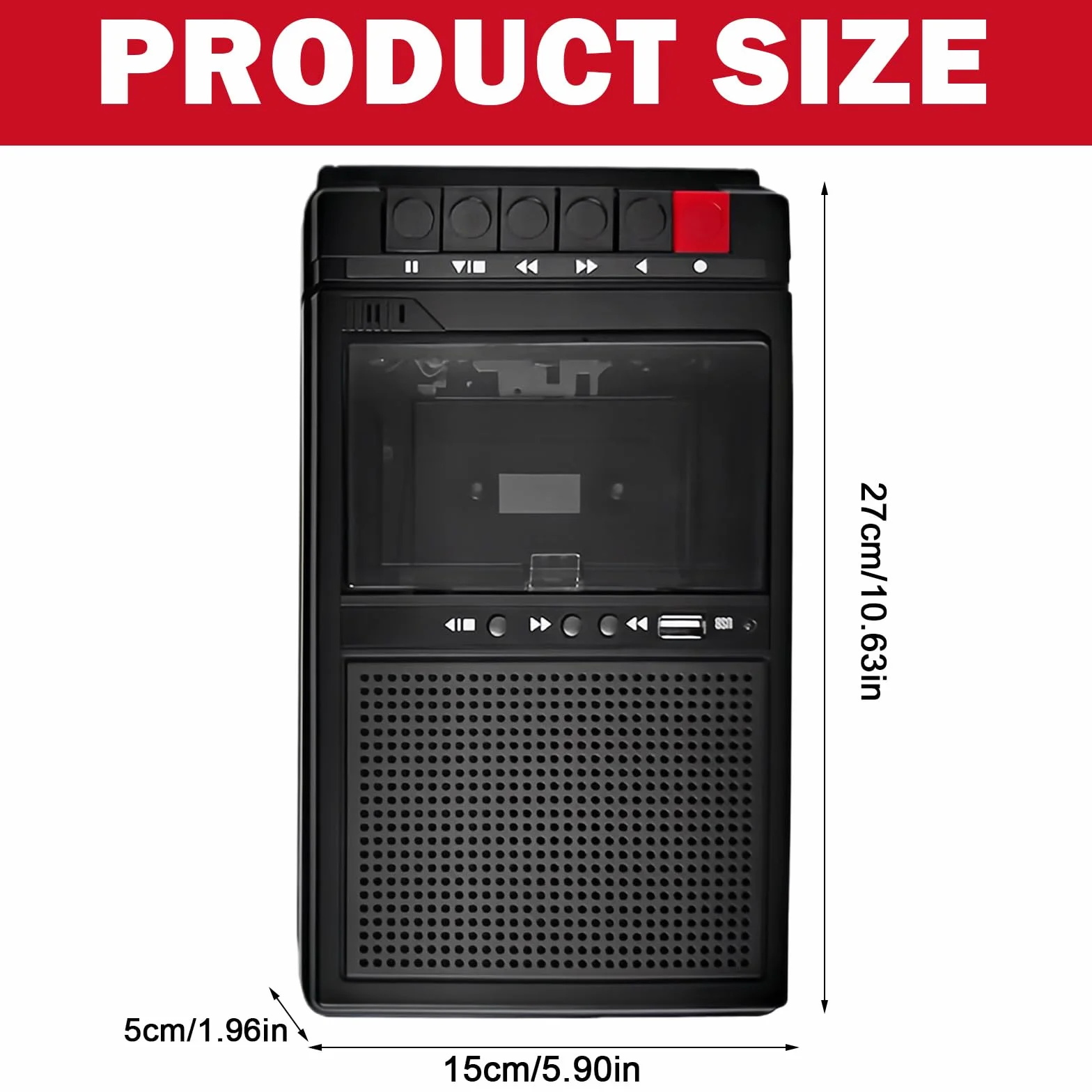 Odtwarzacz kasetowy, Bluetooth, przenośny odtwarzacz kasetowy z nagrywaniem, kaseta do muzyki MP3 przez USB/SD/PC, magnetofon kasetowy z wysuwanym uchwytem