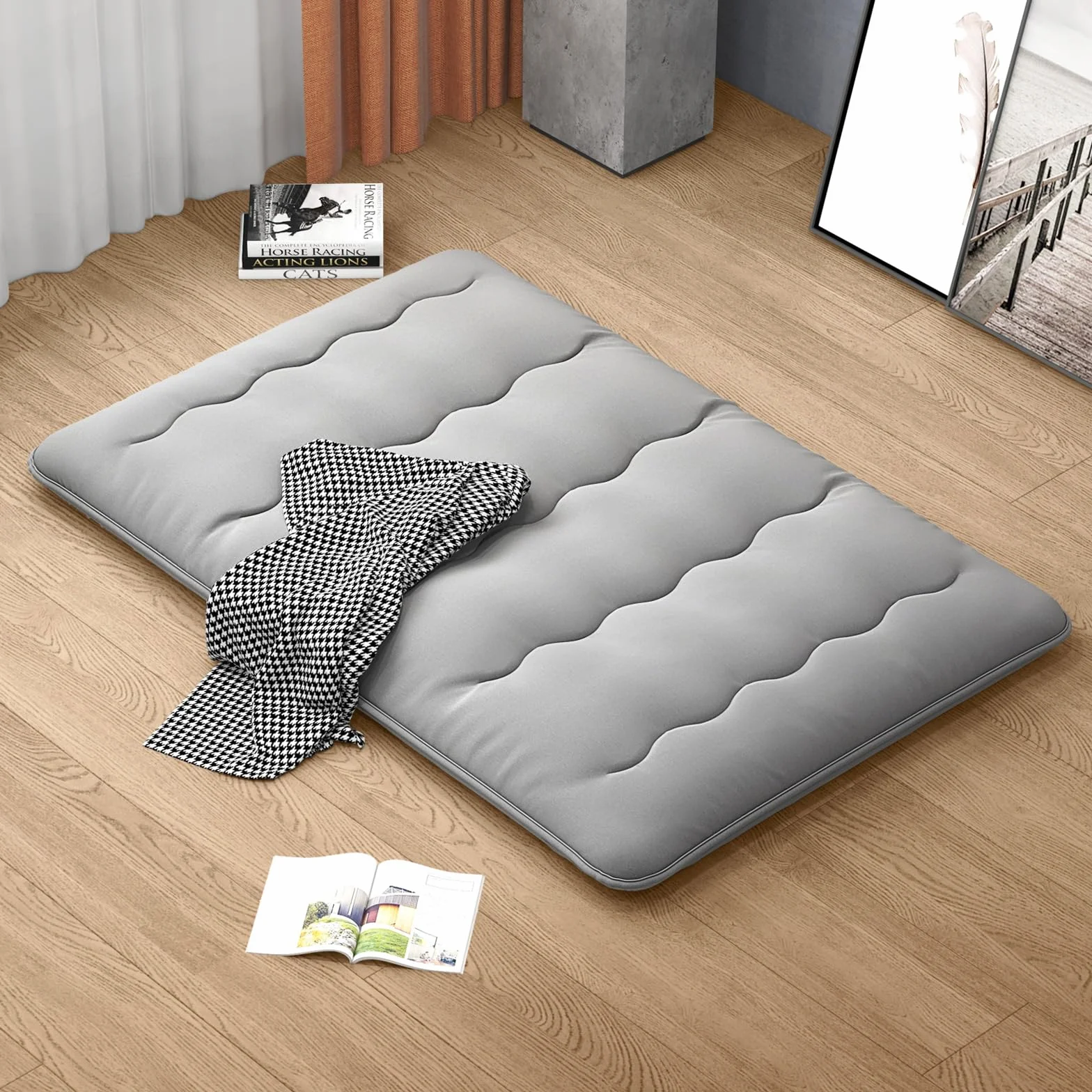 GIANTEX Japoński materac futon 140x200 cm, materac podłogowy o grubości 10 cm, mata Tatami materac futon składany i przenośny, składany materac materac składany do tatami, materac rolowany ze