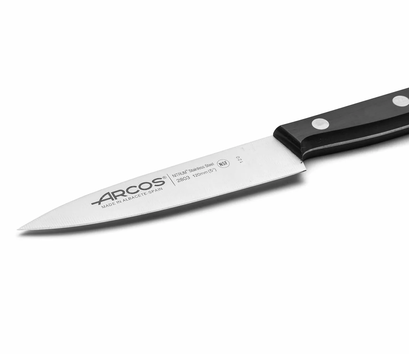ARCOS Noże kucharskie Chef o długości i ze stali. Noże kucharskie do krojenia i obierania małych potraw.Ergonomiczna rękojeść z i ostrze o długości 120mm.Seria Uniwersalna.Kolor czarny.