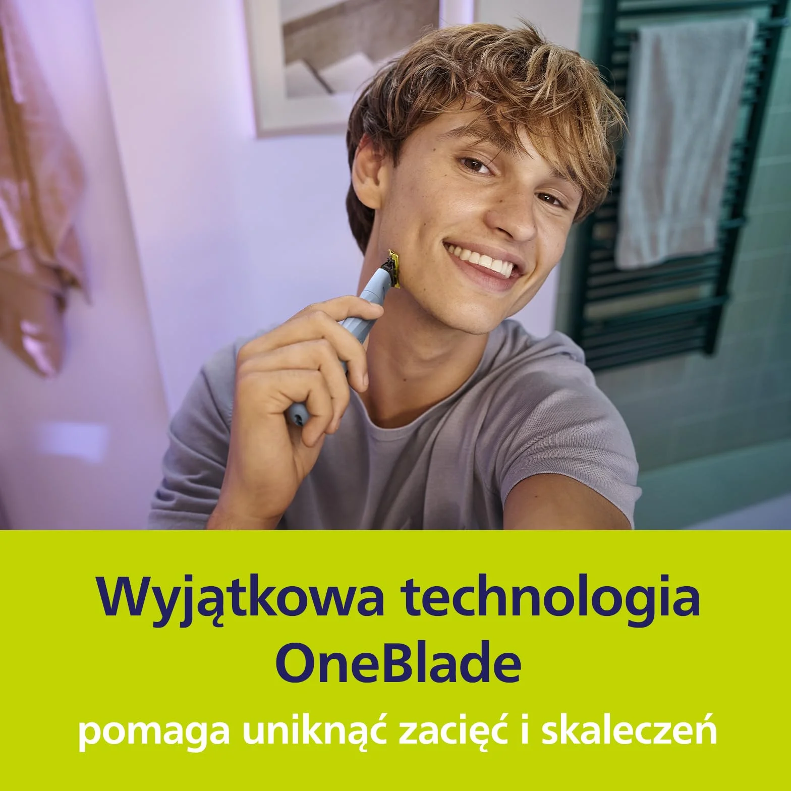 Philips OneBlade Ostrza do pierwszego golenia, 2 x wymienne ostrza zapobiegające tarciu, do golenia szczególnie wrażliwej skóry twarzy, QP225/50