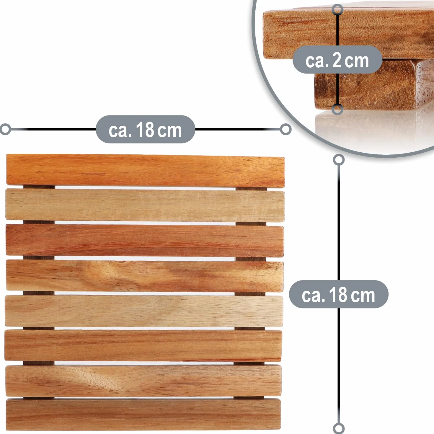 COM-FOUR® Podkładka pod garnek z bambusa Ø18cm 2 sztuki naturalna osłona termiczna