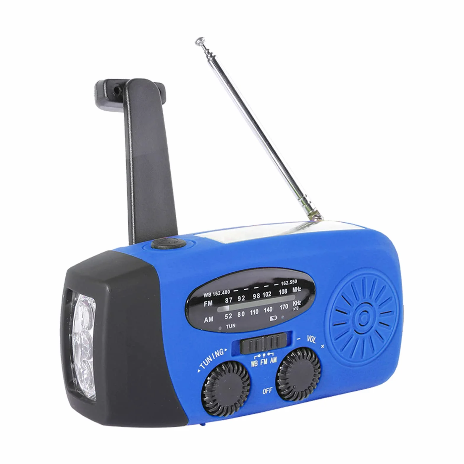 KOCAN radio awaryjne z korbą ręczną, radio solarne, radio pogodowe AM/FM/NOAA, radio awaryjne, ładowany powerbank z ładowaniem solarnym, korbą ręczną i zasilaniem bateryjnym, ładowarka do latarki LED, lampka do czytania