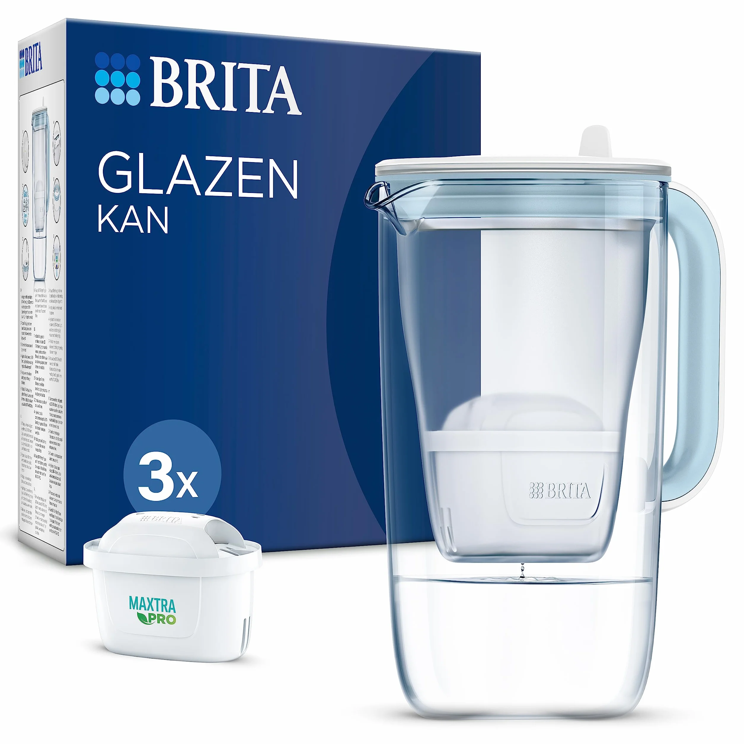 BRITA Szklany dzbanek filtrujący Glass 2,5 l z 3 filtrami MAXTRA PRO Pure Performance redukującymi chlor, kamień, PFAS i metale