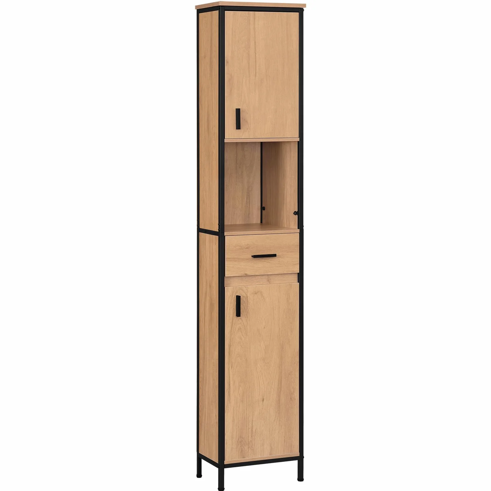 EUGAD szafka łazienkowa stojąca 30x180x30 cm ciemny dąb jasny