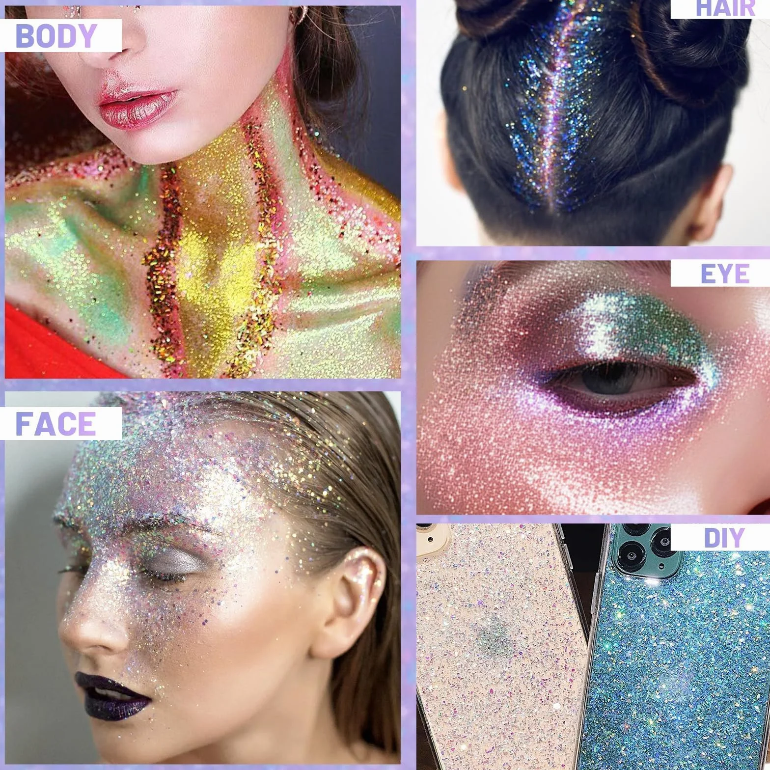 Prreal Roll-on Body Glitter Gel, Color Change Glitter for Festival Rave Accessories, Face Paint Holografic Hair Glitters, Sparkle Shimmer Halloween Makeup for Rave Party (03Sparkling Pink)