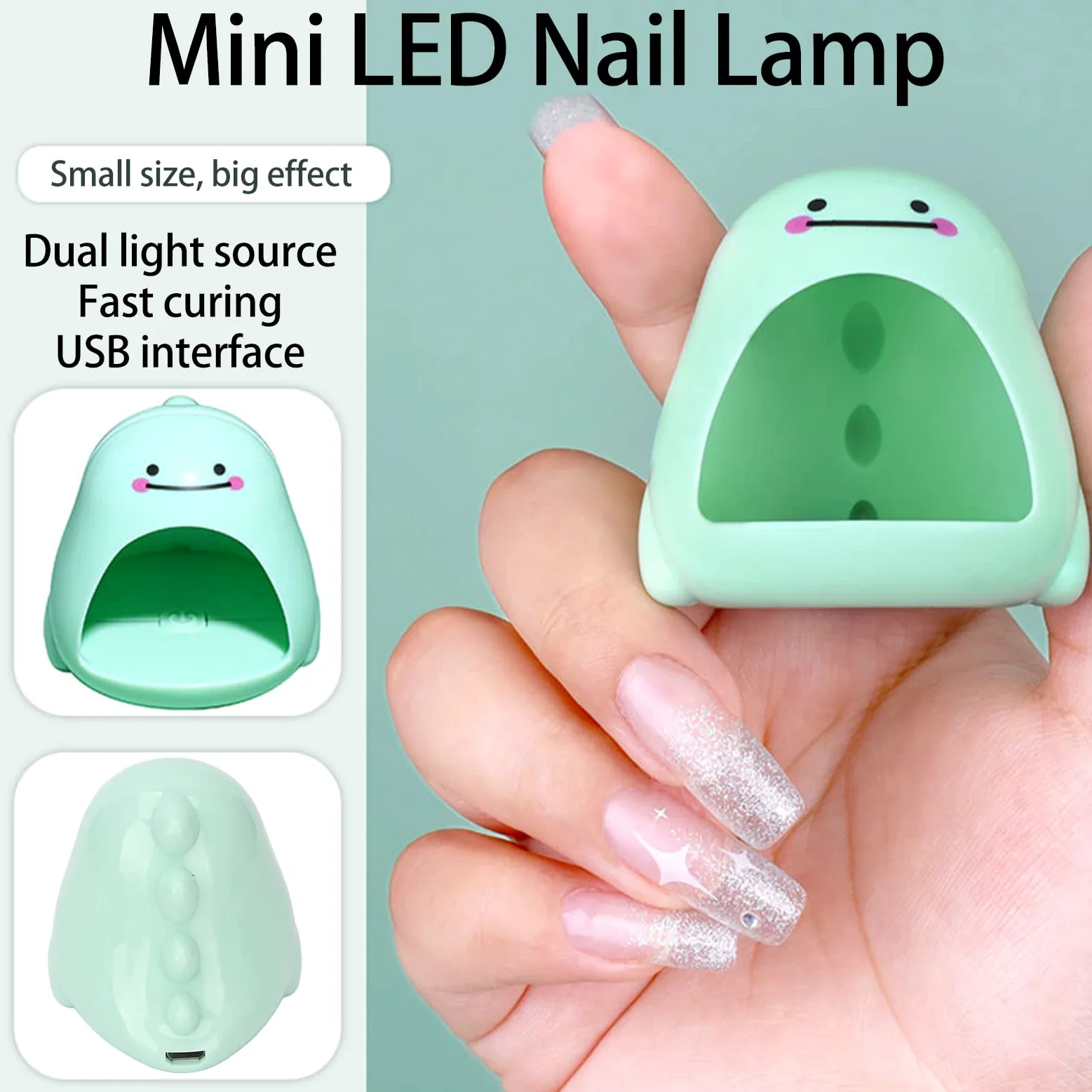 Lampa do manicure, Lampa Mini LED Light, szybko utwardzająca się USB profesjonalna 4 szt. Chipsy lampowe lakier do paznokci lampa innowacyjne zdobienia(Green)