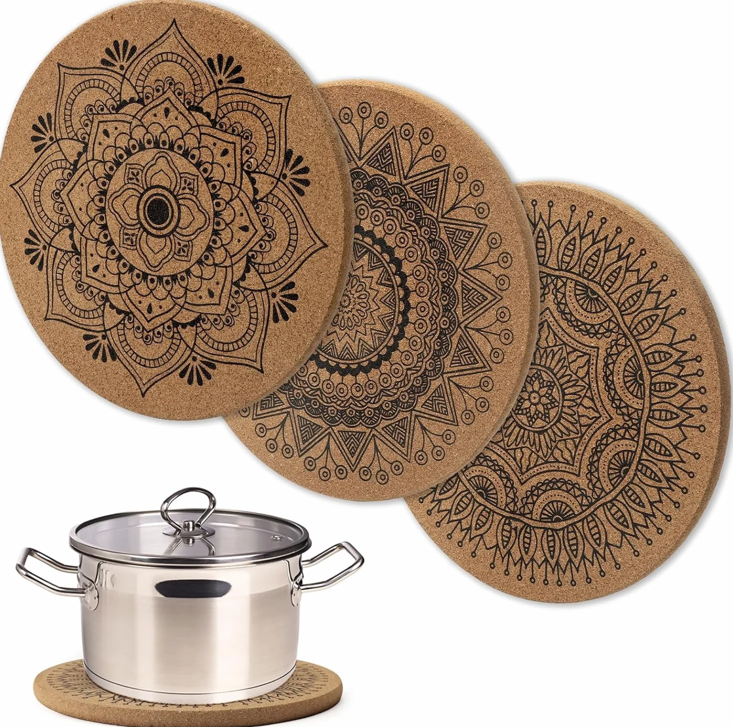 HENGBIRD Podkładki pod garnki z korka 19 cm 2 sztuki