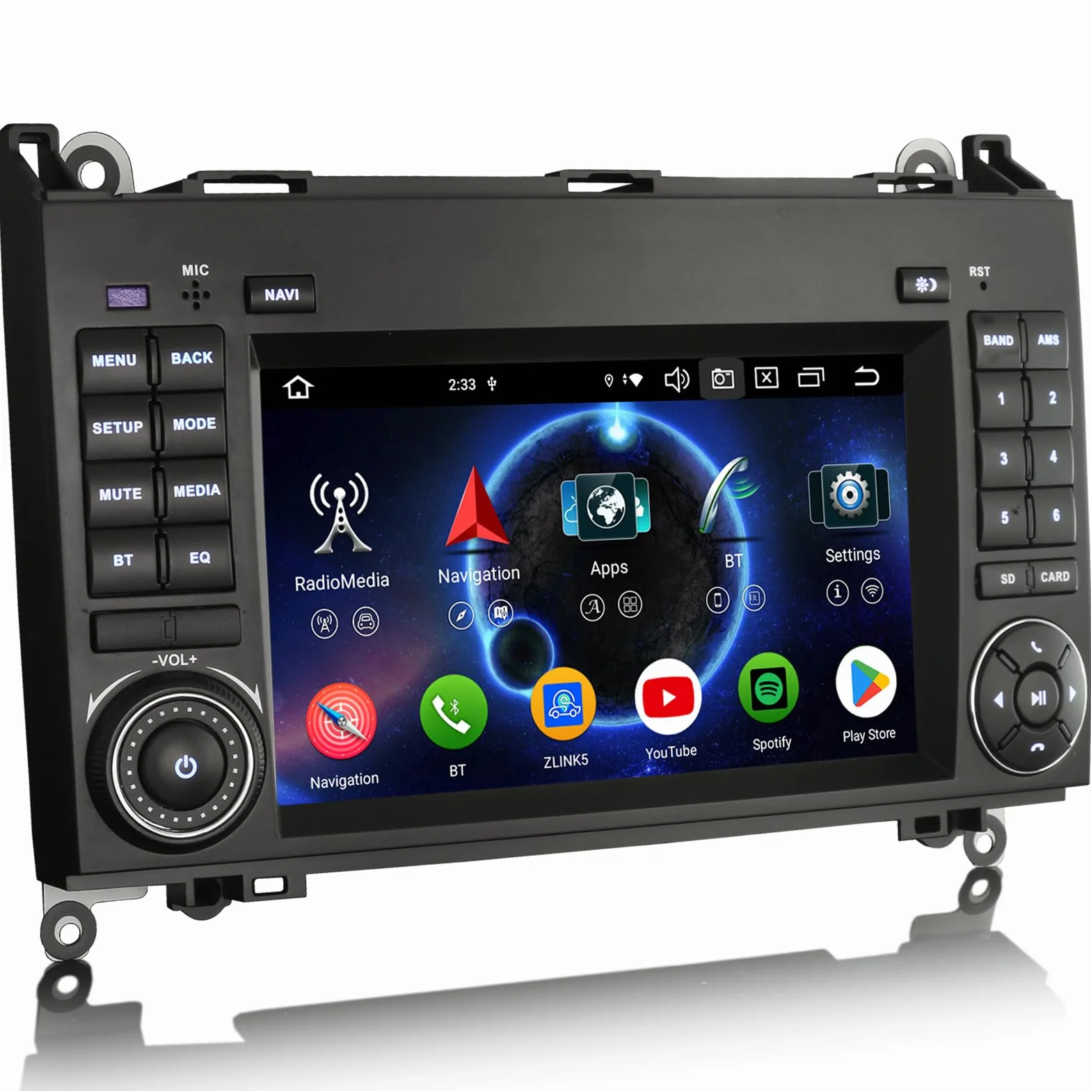 erisin Radio samochodowe Android 14 4GB+64GB do Mercedes Klasa A/B W169 W245 Sprinter Viano VW Crafter, bezprzewodowe Carplay, Canbus 2.0GHz, 8 rdzeni CPU, GPS, nawigacja, DSP, IPS, ekran dotykowy