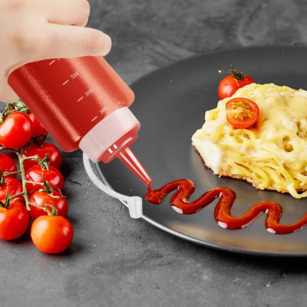 Butelka do wyciskania 360 ml z tworzywa sztucznego dozownik oleju z nakrętkami