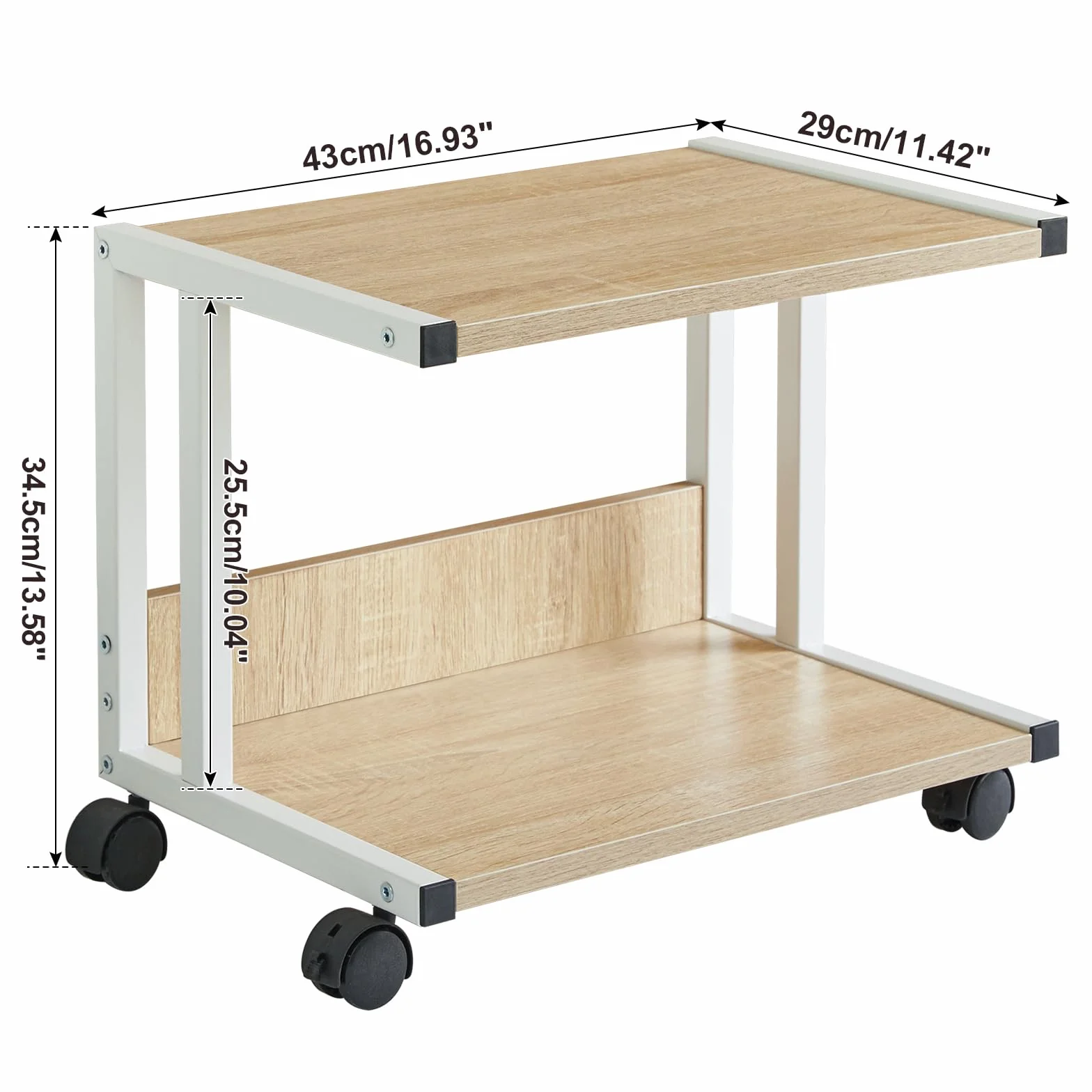 IBUYKE TLJ007R 2-poziomowy stojak na drukarkę z 4 kółkami mobilny organizer