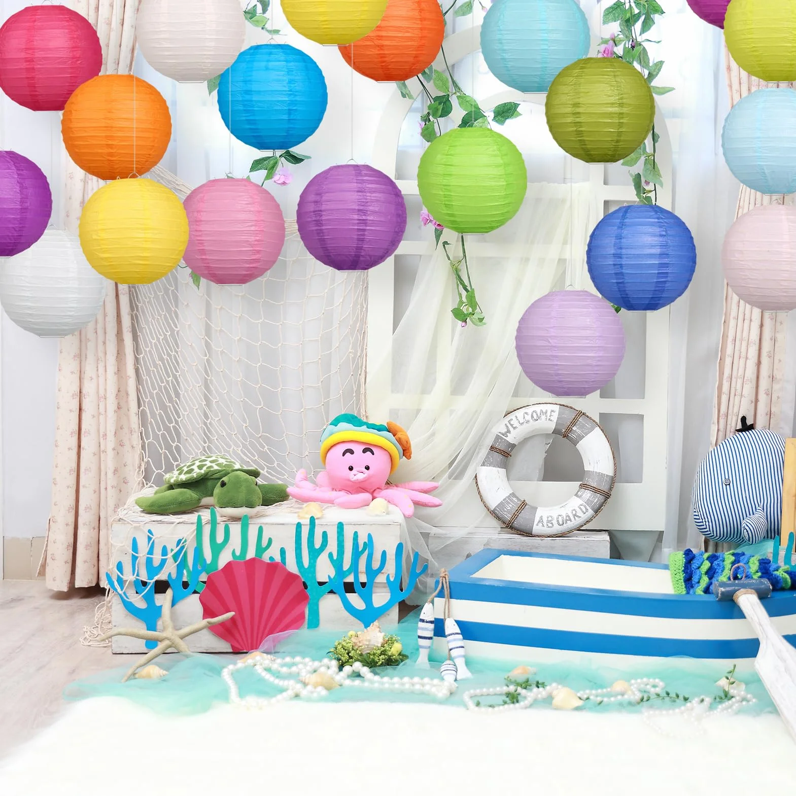 20 sztuk kolorowych papierowych lampionów 20 cm, okrągłe, papierowe lampiony na święta, wesele, Halloween, Boże Narodzenie, imprezę, urodziny, przyjęcie ogrodowe, baby shower, dekoracja do