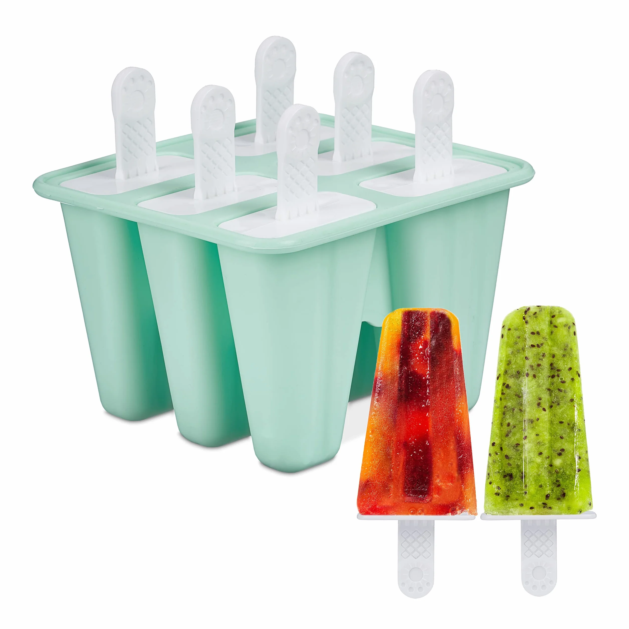Relaxdays Silikonowe Formy do Lodów na Patyku 6 szt. 80 ml Turkusowy/Biały
