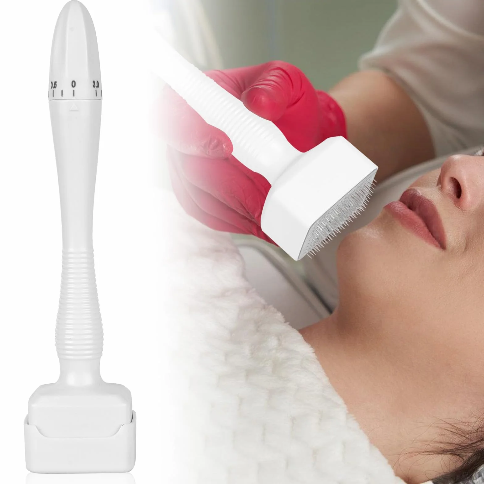 Derma Stamp Microneedling: regulowany mikroigłowany dermastamp z 140 tytanowymi pinami, profesjonalny mikroigłowany dermapen do włosów, derma stempel do twarzy, ciała, włosów, zarostu w domu