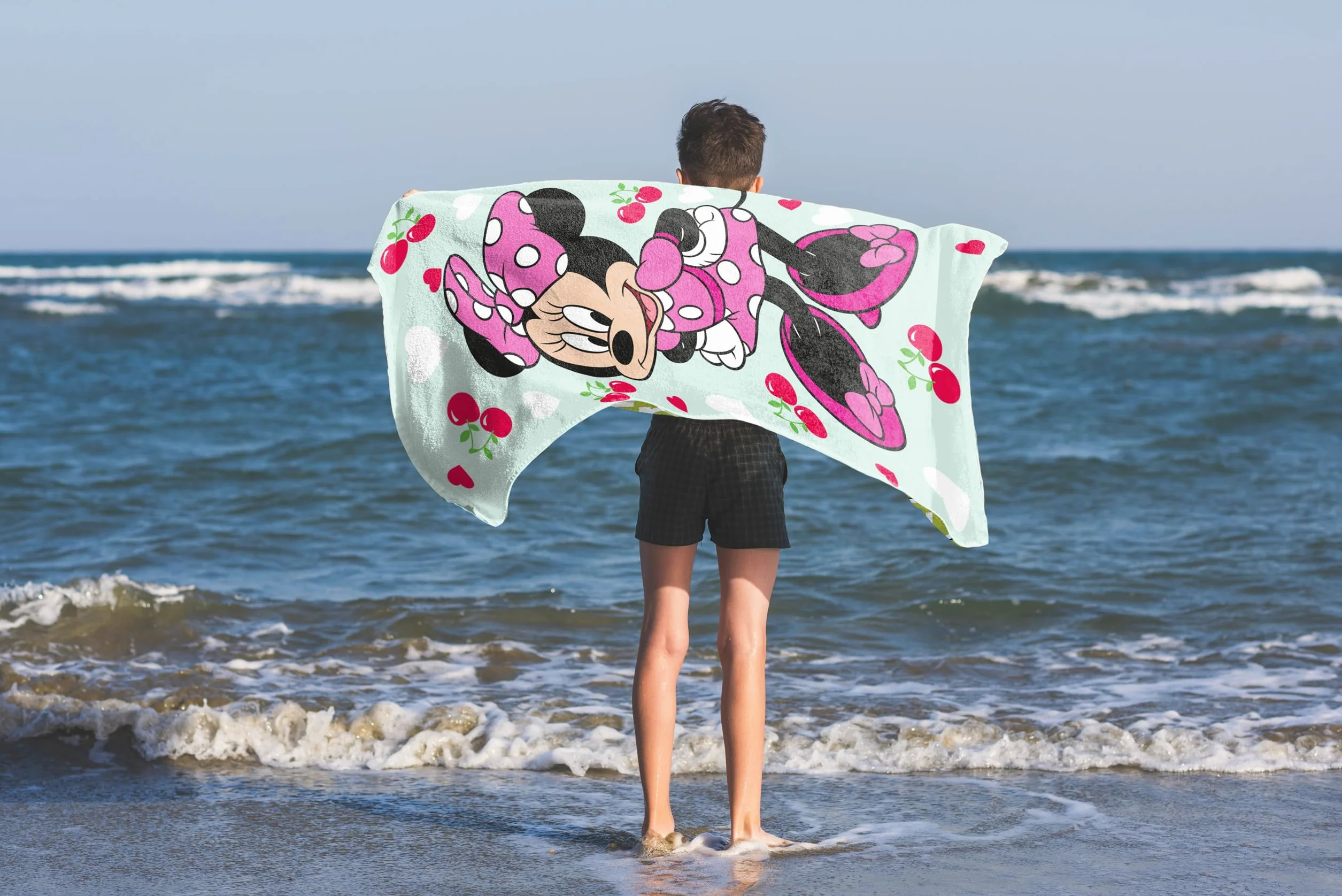 Jay Franco Disney Minnie Mouse 100% bawełniany ręcznik plażowy 71 x 147 cm miękki ręcznik kąpielowy zielony