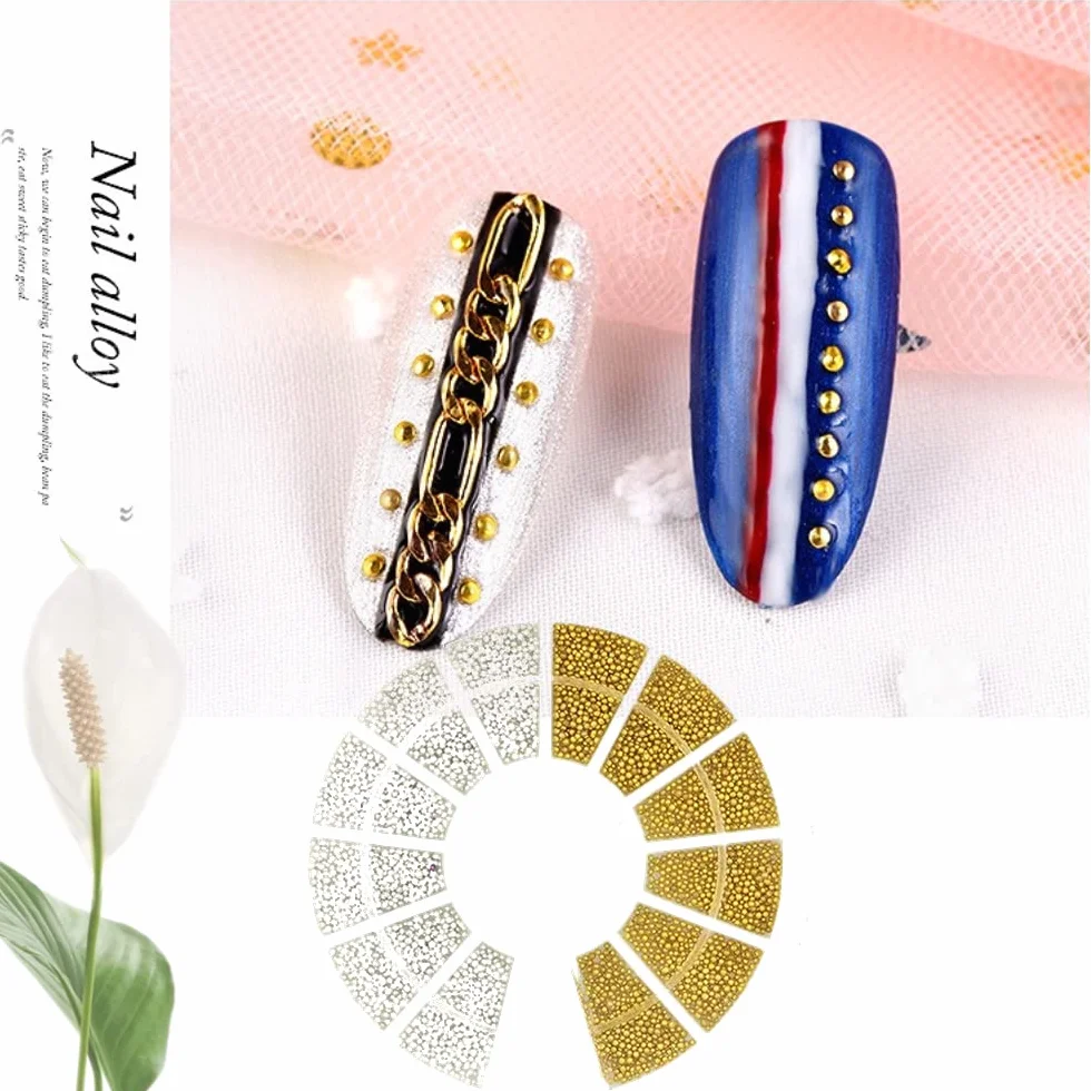 Kawior do paznokci, złote srebrne koraliki koraliki 3D DIY Punk nit klejnoty Manicure koraliki klejnoty dekoracja dla kobiet Manicure