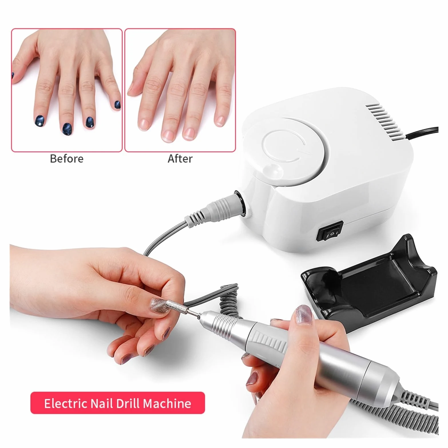 Elektryczna frezarka do paznokci, 35000 obr./min elektryczna wiertarka do paznokci zestaw maszyn do manicure do paznokci, maszyna do pedicure, wiertarka do paznokci, narzędzia do manicure(Wit)