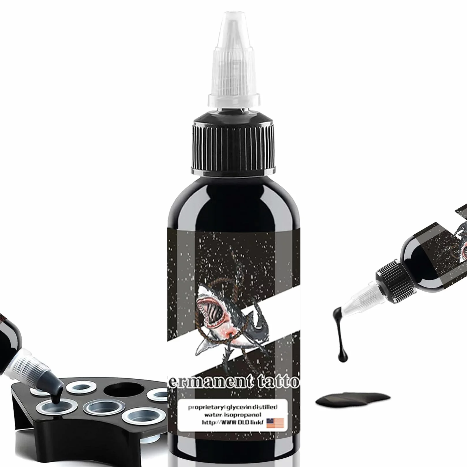 Czarny atrament do tatuażu, dynamiczny, trwały makijaż ciała do podszewki i cieniowania, atrament do tatuażu, Veggie Tribal Ink (30 ml)