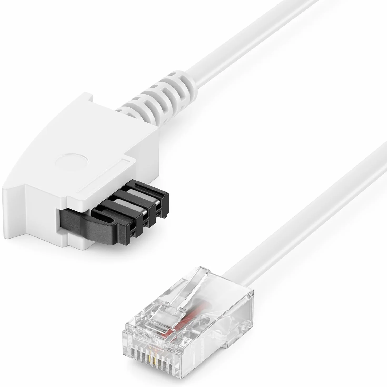 deleyCON 6m Kabel Połączeniowy Routera TAE-F do RJ45 (8P2C) Kompatybilny z Routerem Internetowym DSL ADSL VDSL Fritzbox do Gniazda Telefonicznego TAE - Biały