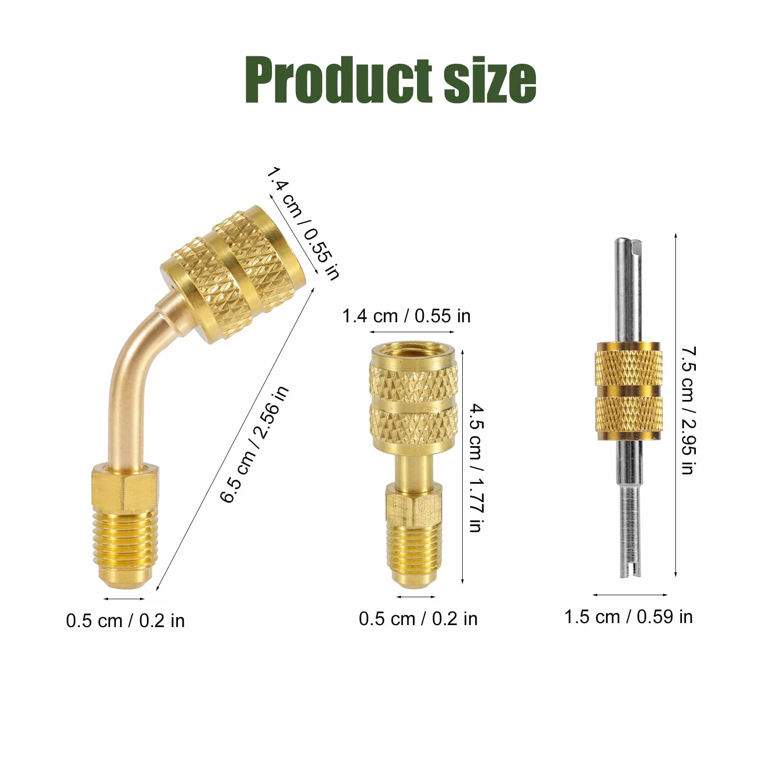 20 szt. Zestaw Adapterów R410A, Adapter R410a Mini Split System Ladowania Portu Prózniowego Adapter 5/16 Zenski 1/4 Meski do Klimatyzacji Chlodnictwa Serwisu HVAC
